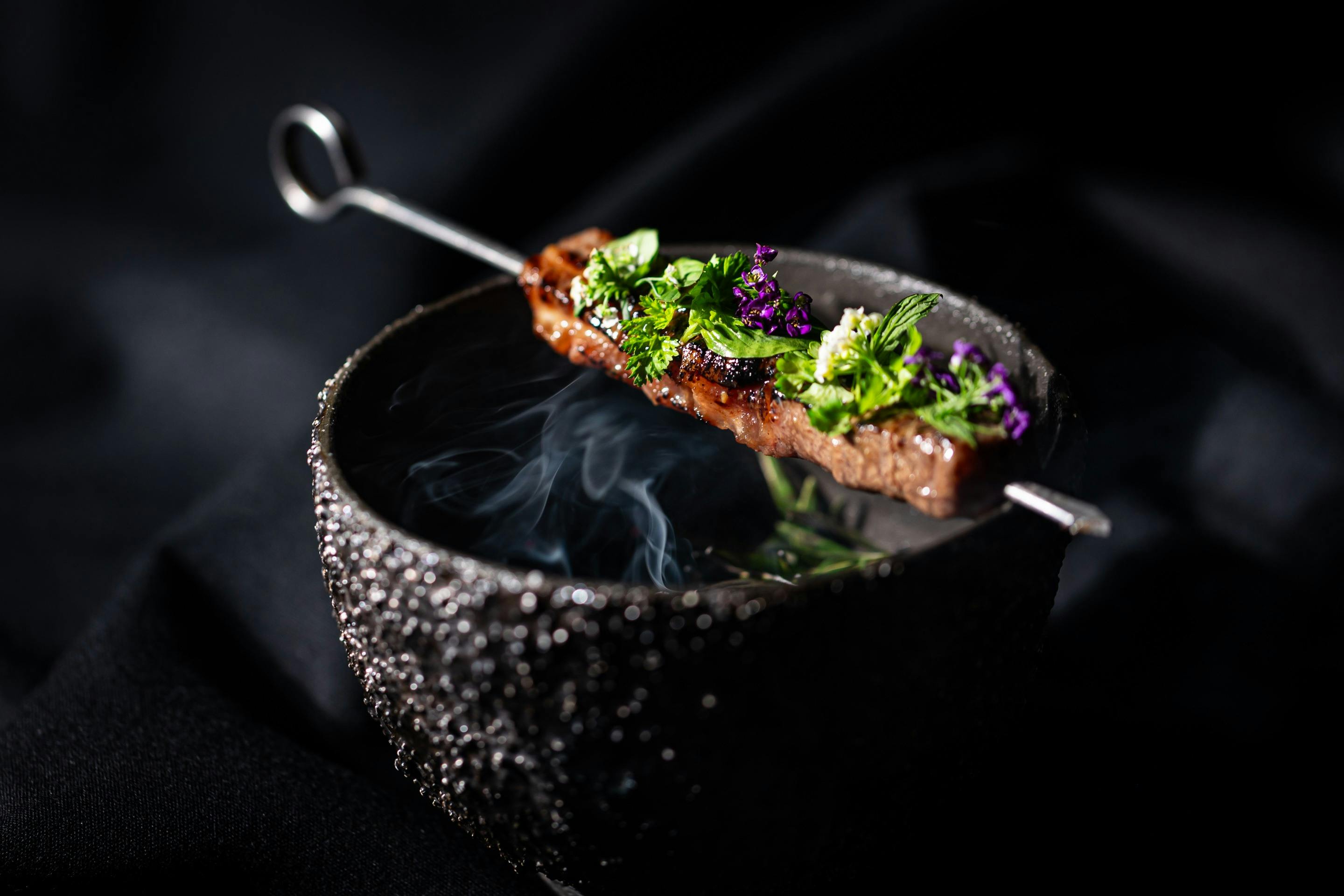 Lumière on Thirty Five, Wagyu skewer over coal