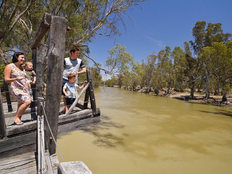 Family site-seeing at Moulamein Wharf