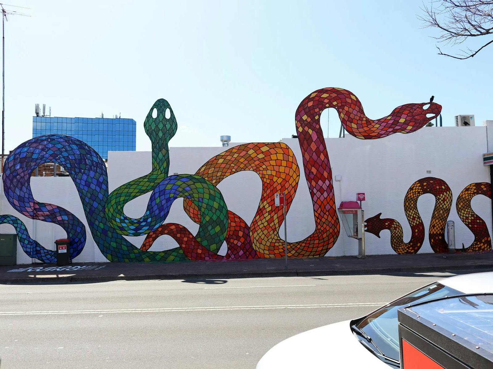 Mural of three snakes