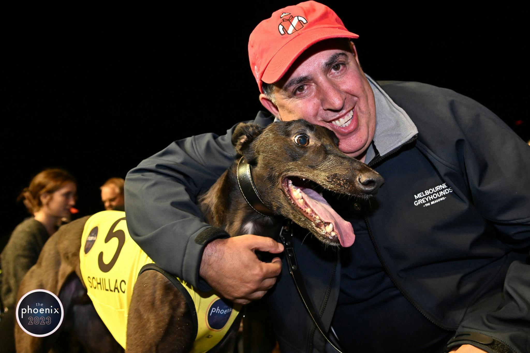 Pizza shop owner Jihad Talgi pictured with 2023 Phoenix winner Schillaci.