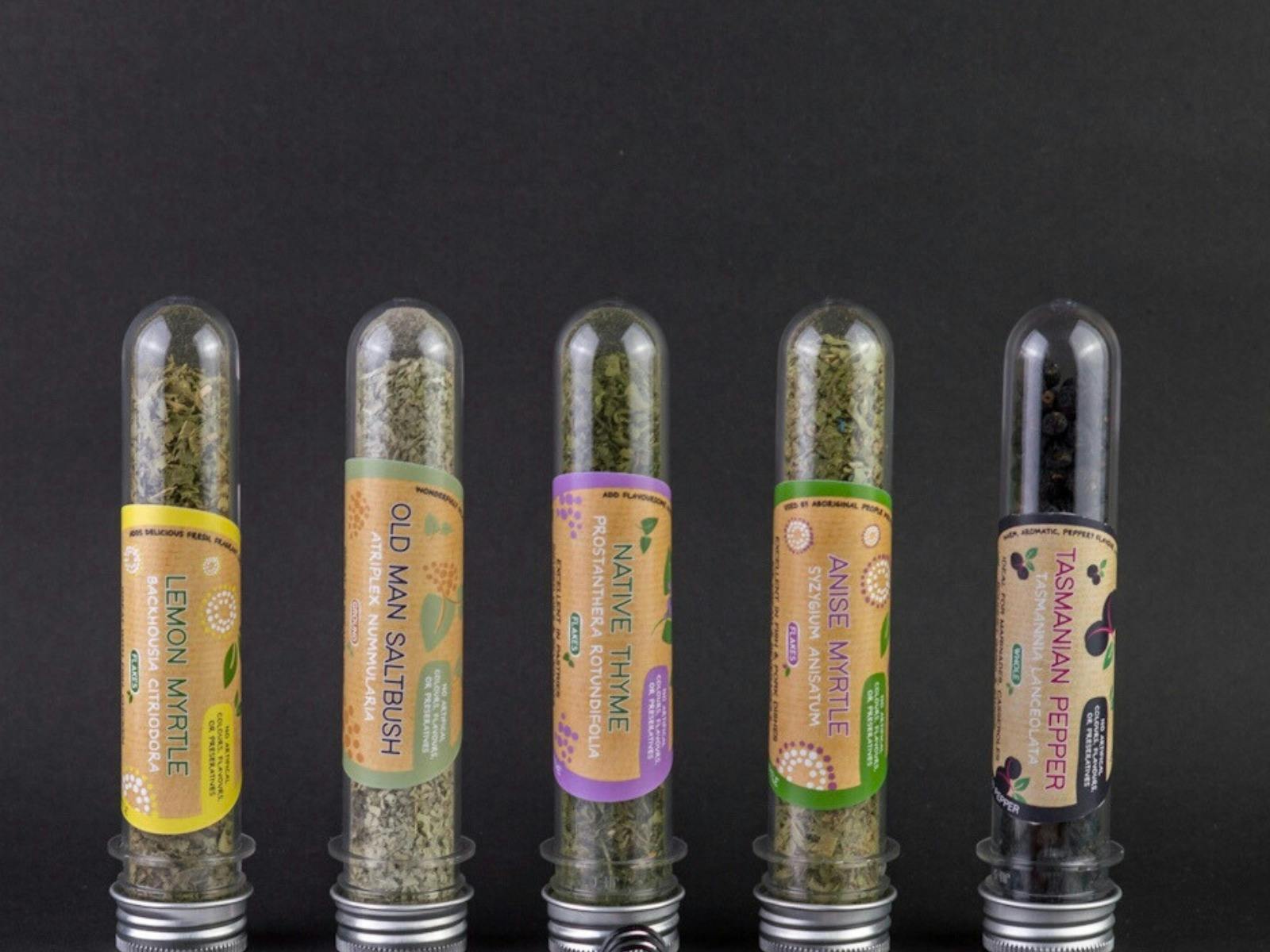 A range of native spices sold at My Dilly Bag