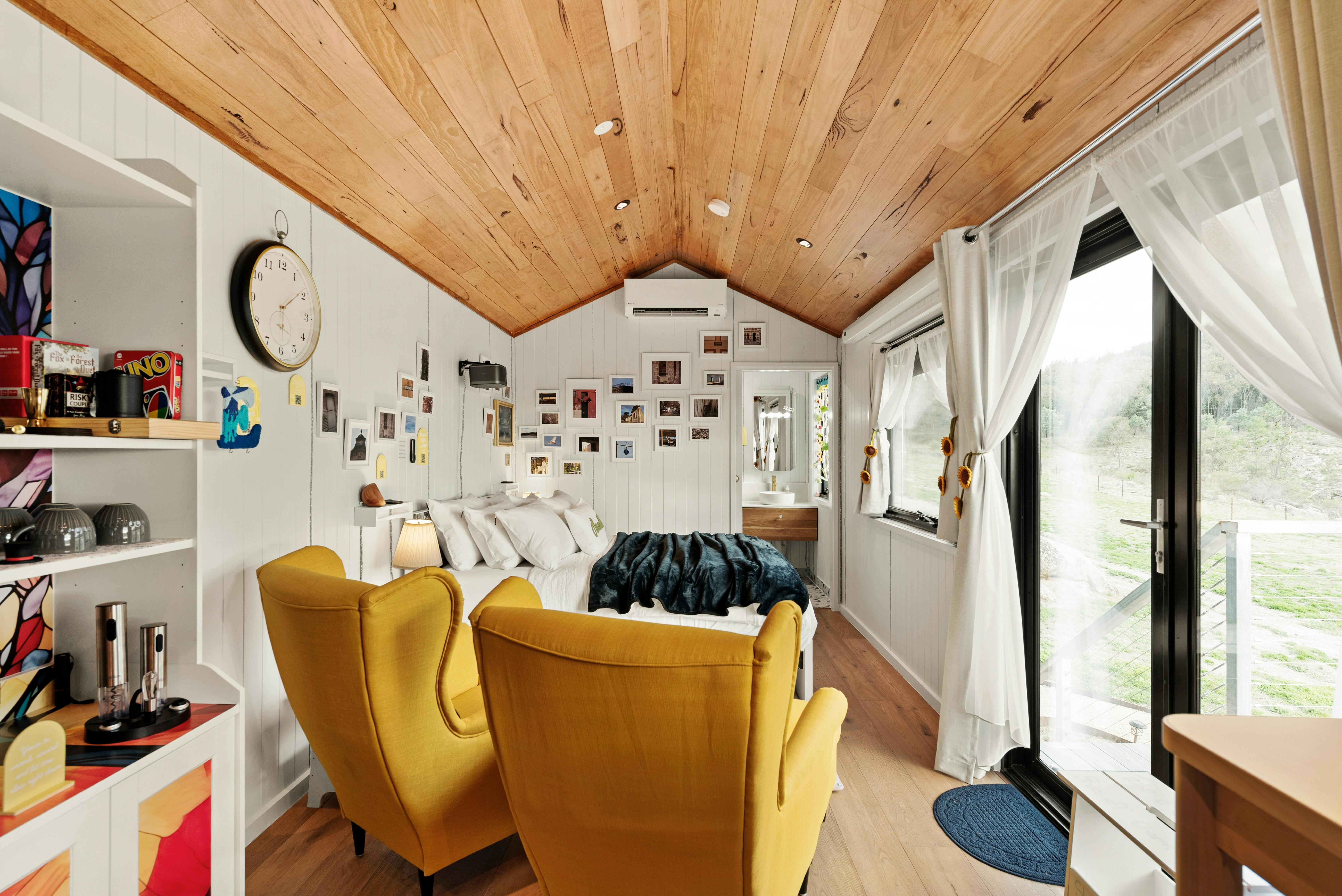 Interior of Eirian from the north showing bed, and seating area