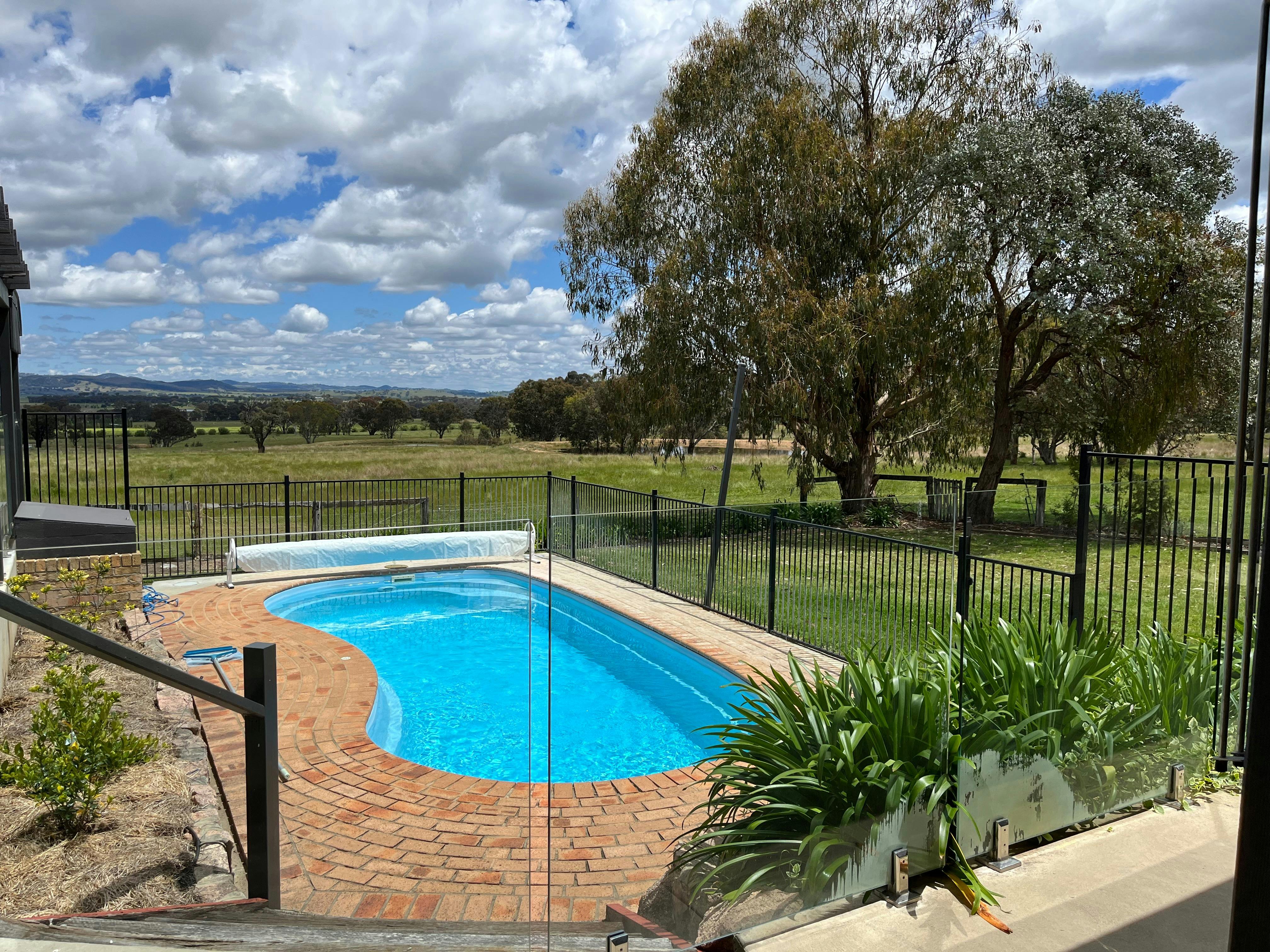 View of pool facing view