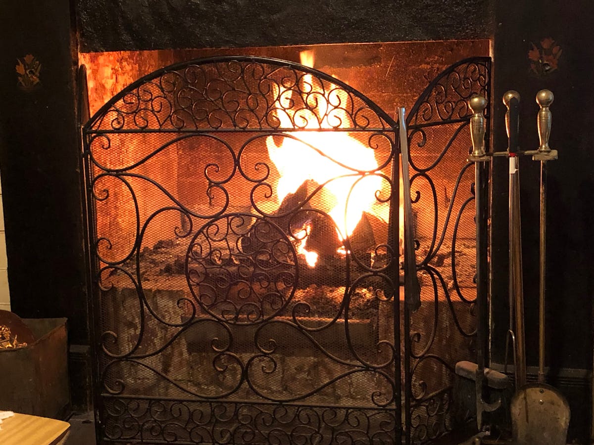 Cosy open fire in lounge room