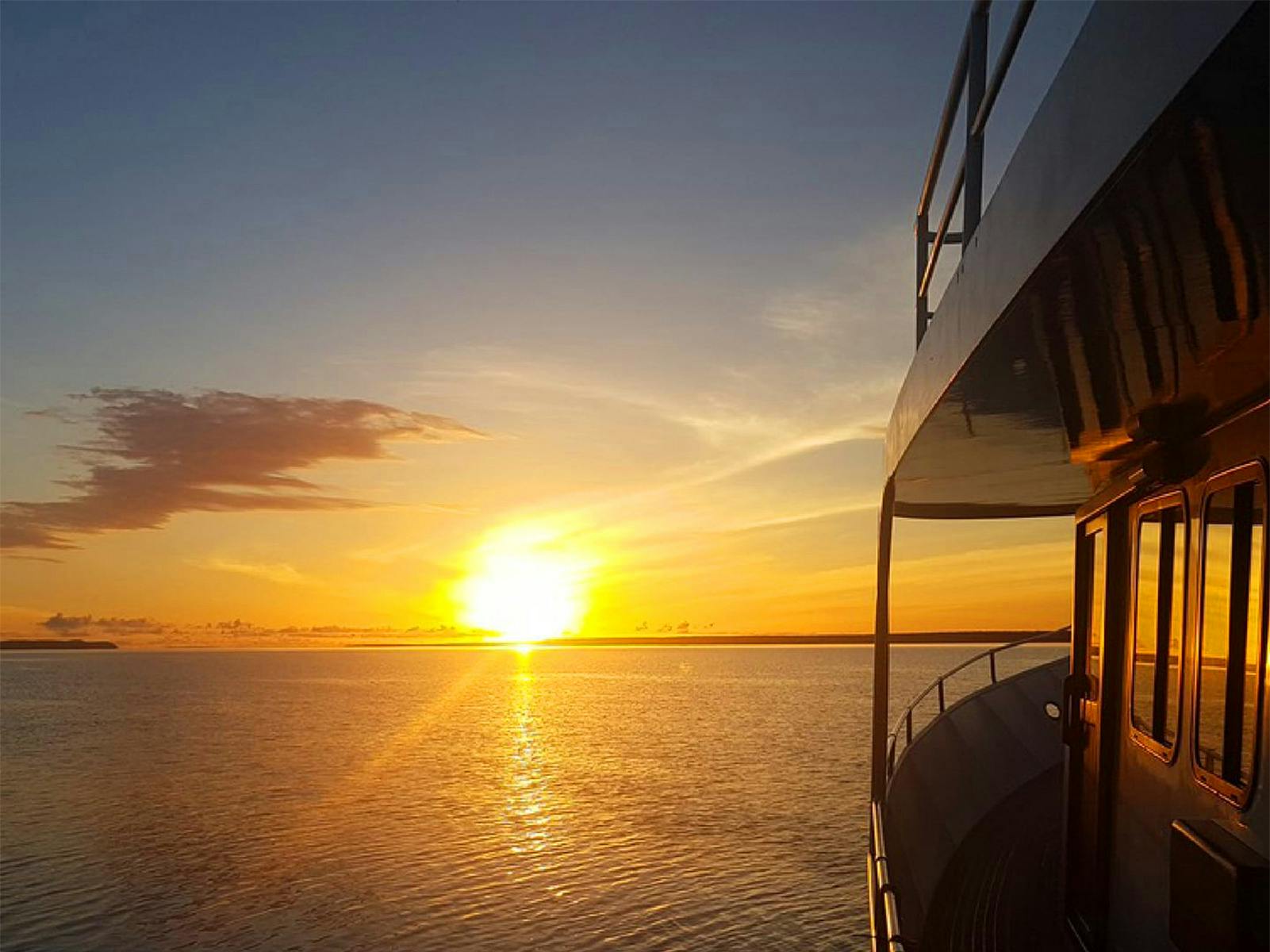 Aboard Iron Lady at sunset