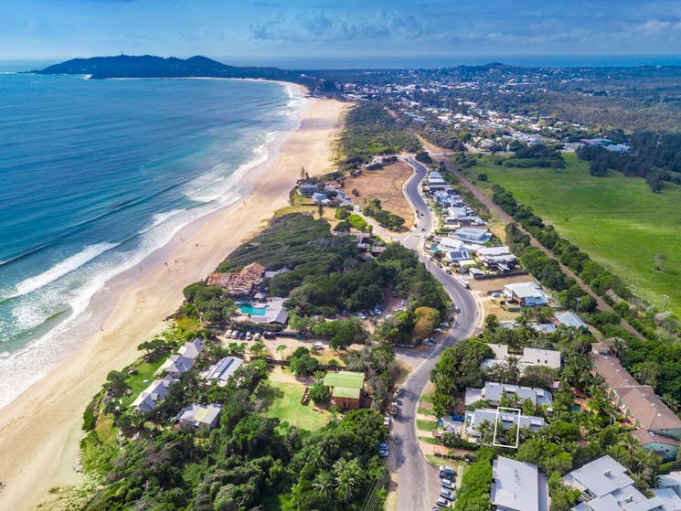 Three Salty Sisters - Byron Bay - Aerial Towards Cape Byron High Outlined