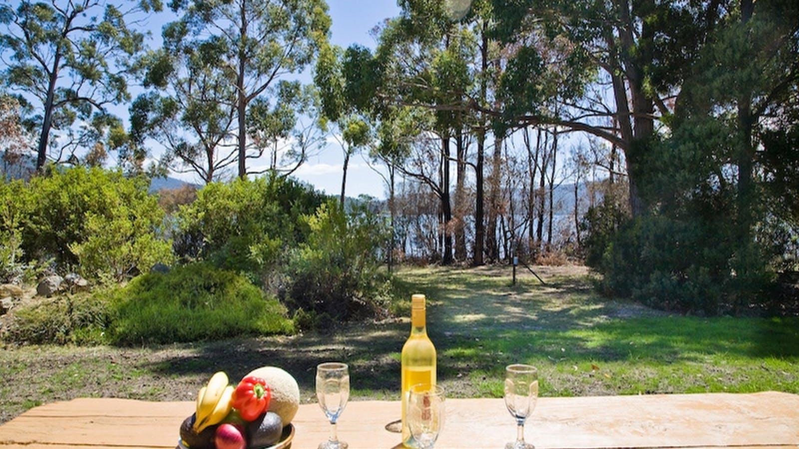 Barbeque table overlooking water