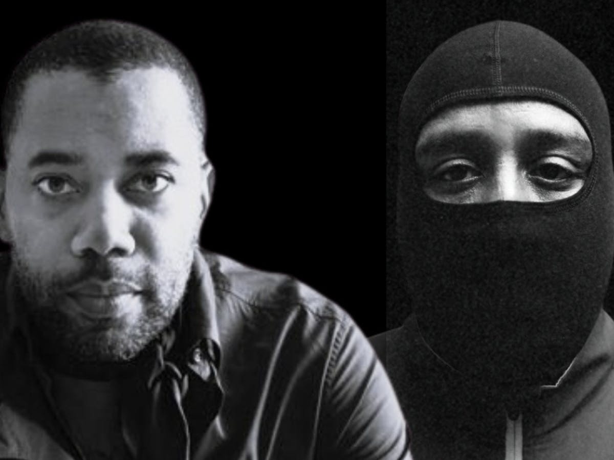 Carl Craig on the right and DJ Stingray 313 is on the left. DJ Stingray 313 is in a bacaclava
