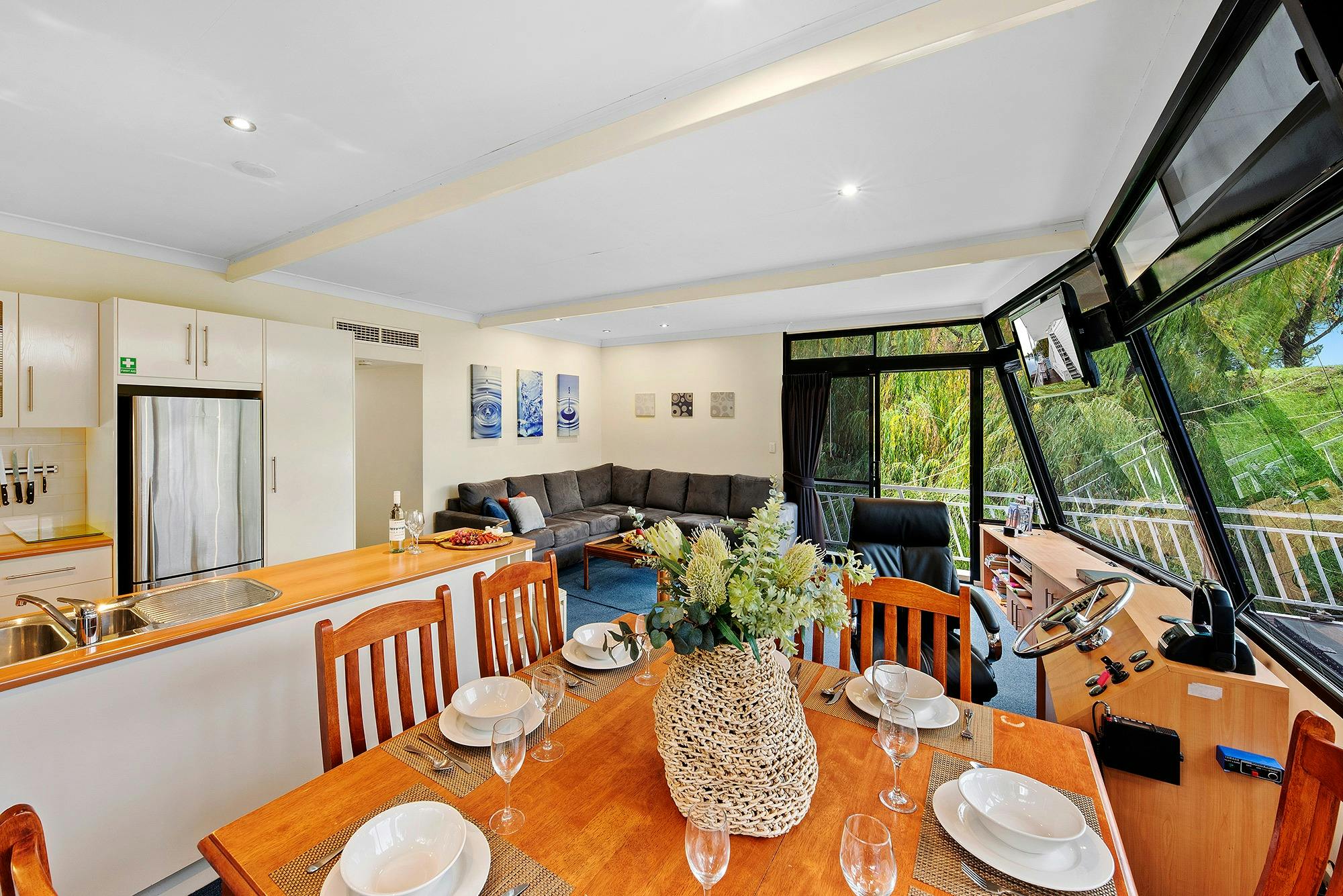 Kitchen, dining and living area Moving Waters