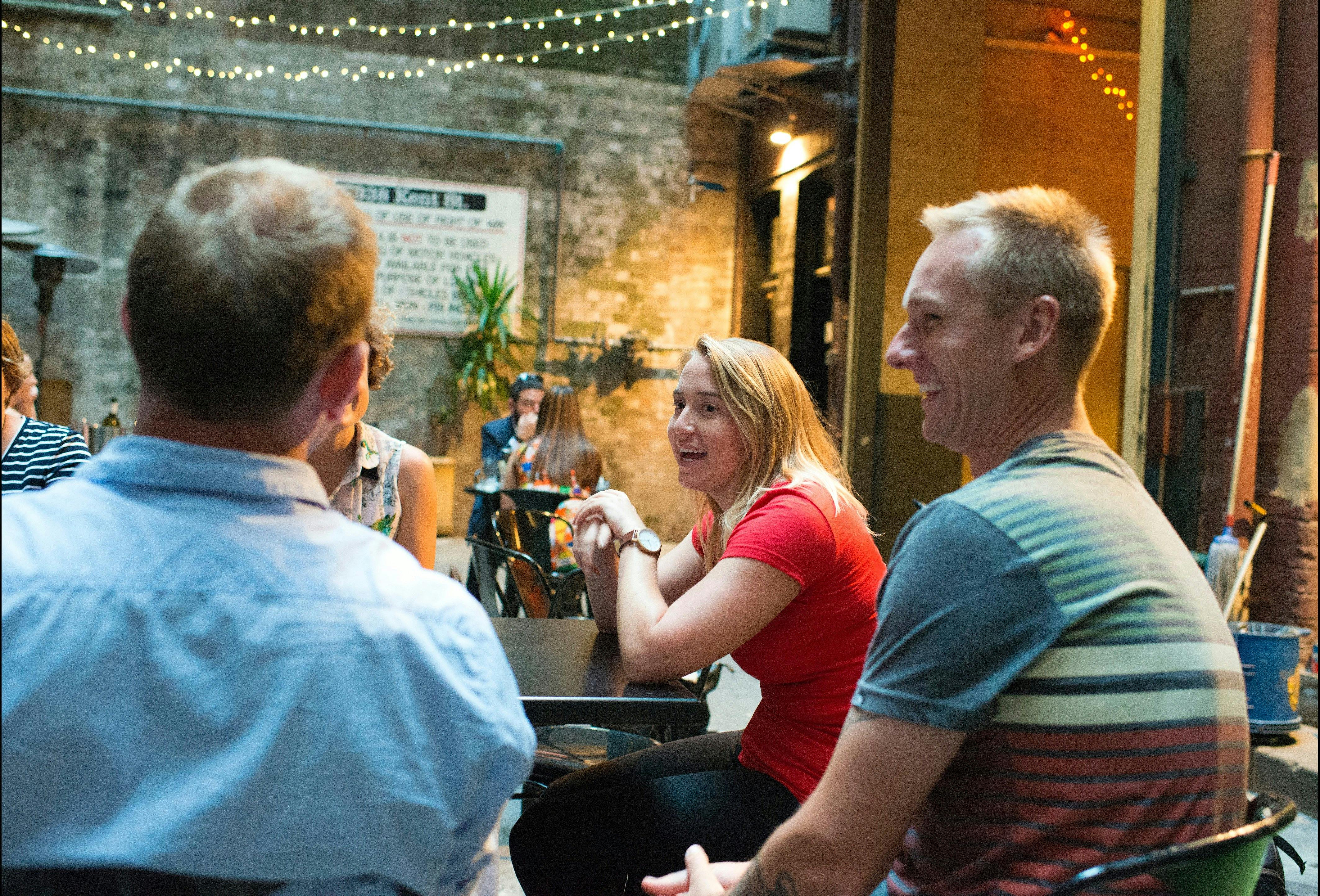 Get to know fellow travellers over a drink or something to eat