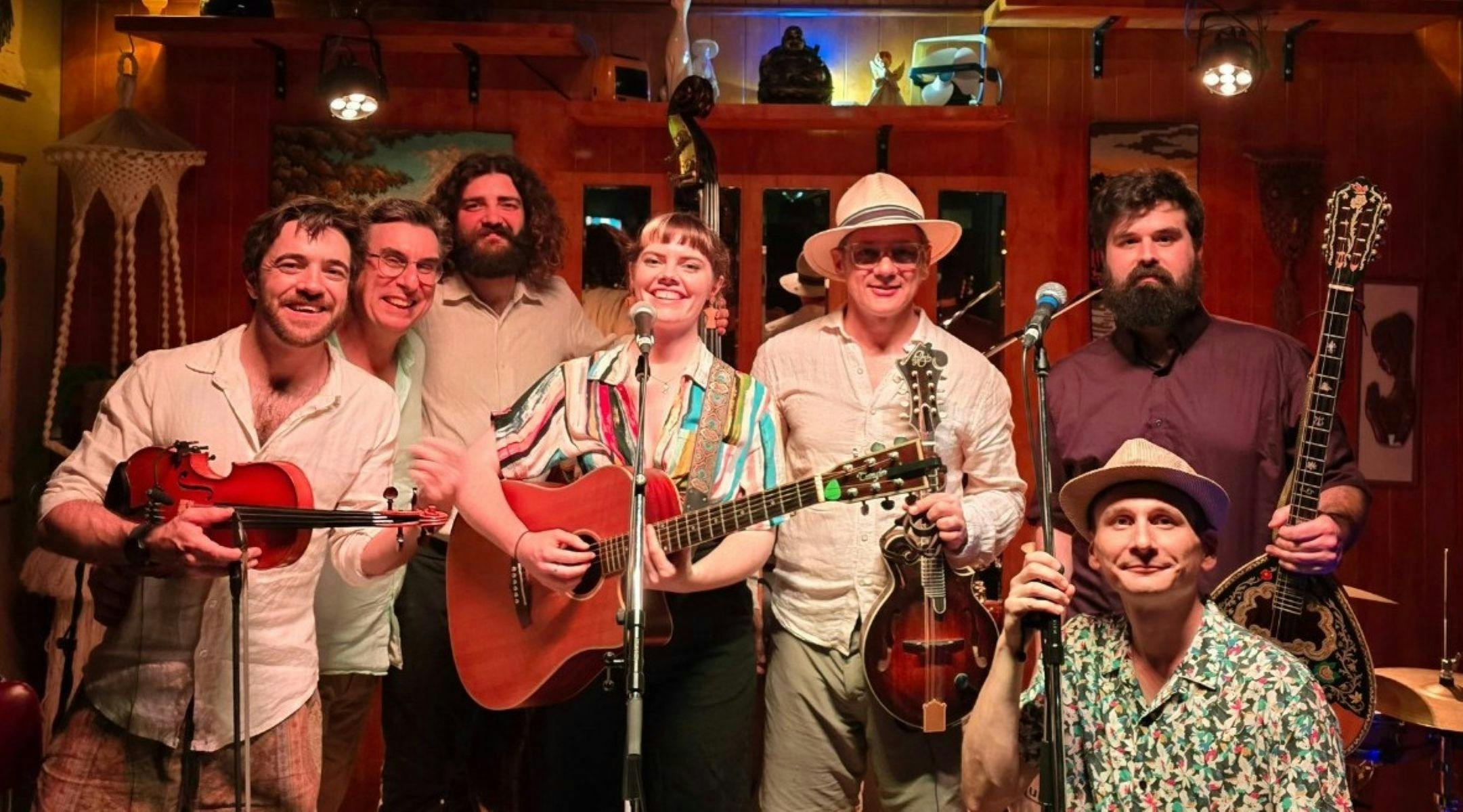 7 piece band with various instruments