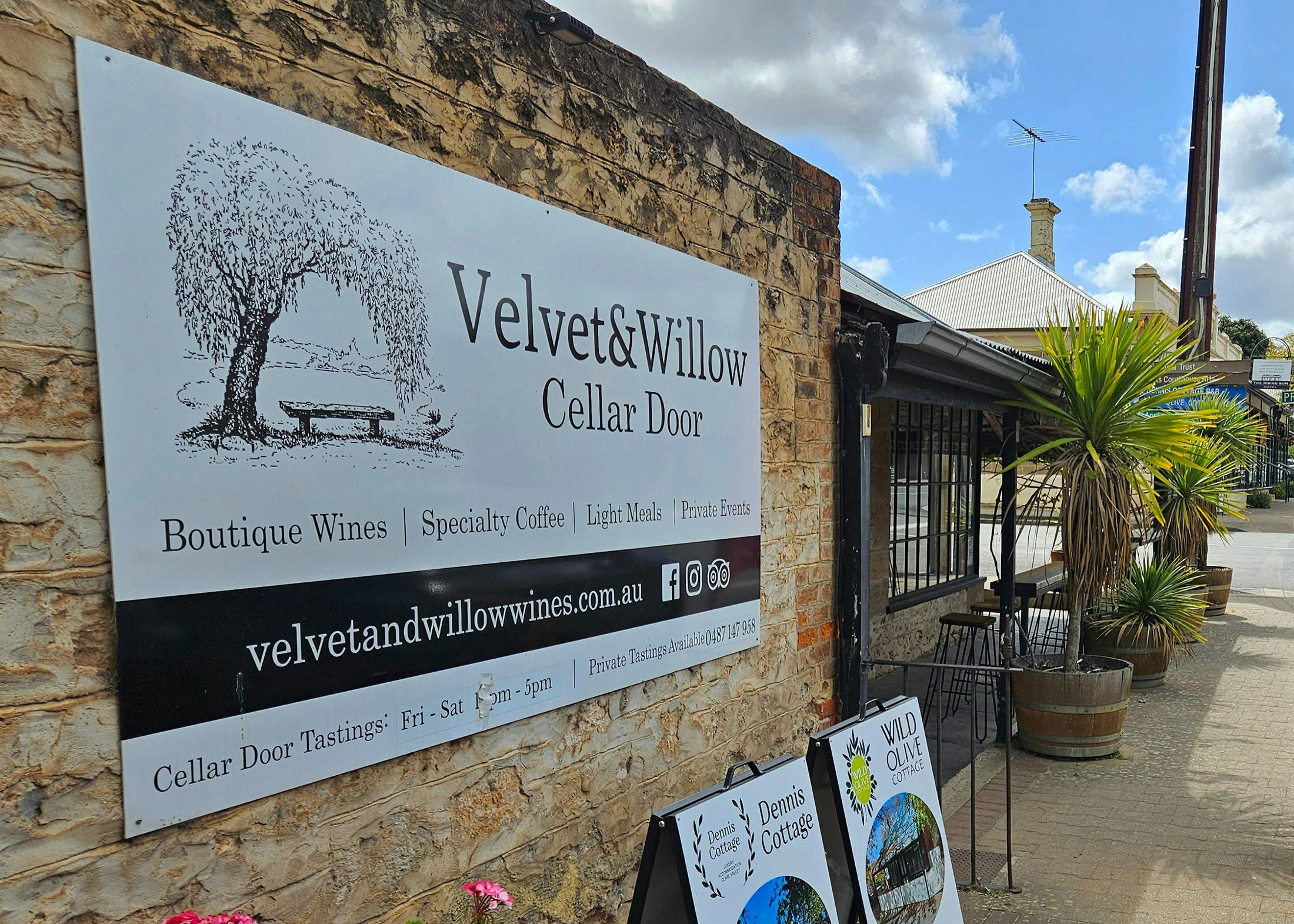Looking down towards the Velvet and Willow Cellar Door