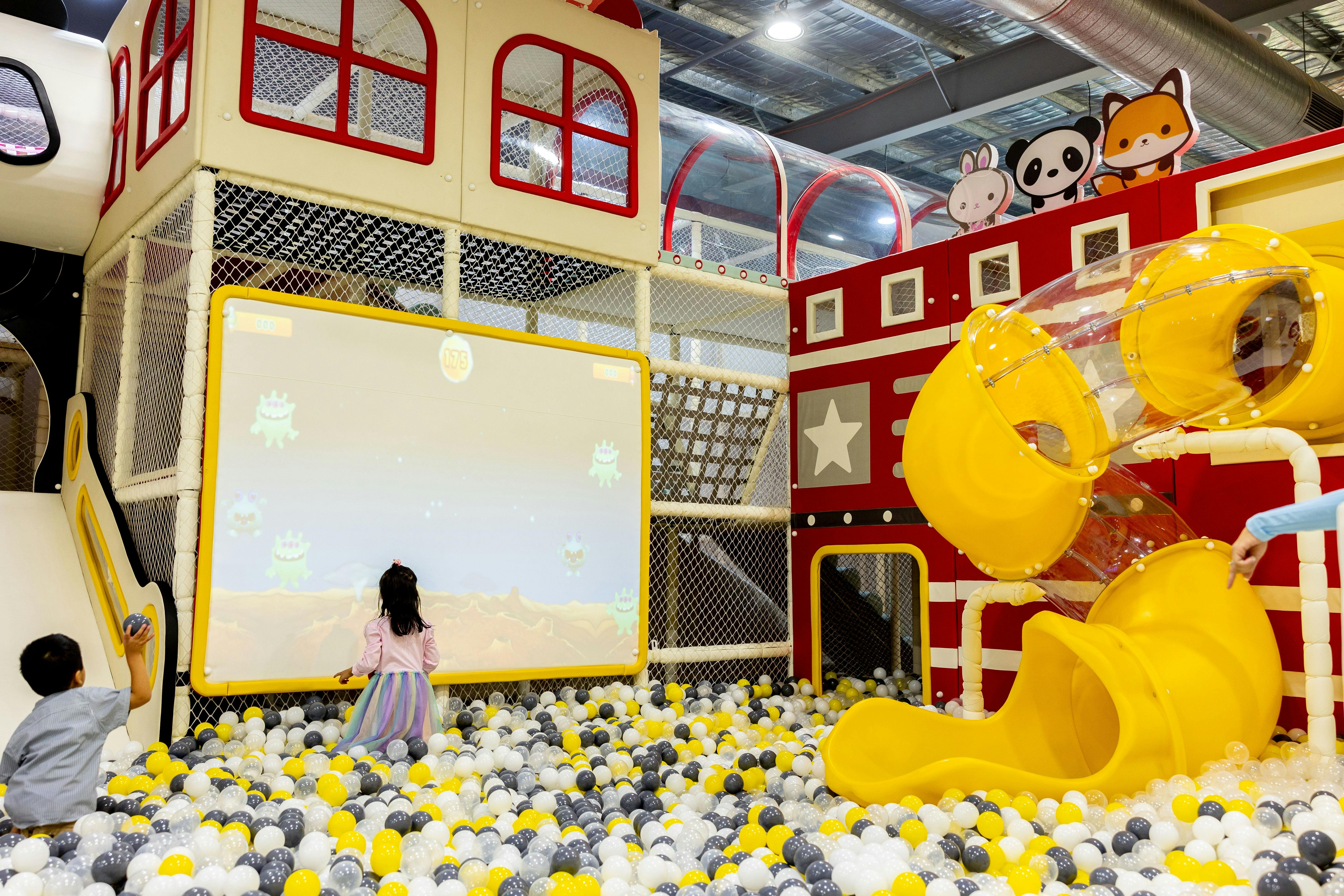 interactive screen and ball pit