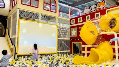interactive screen and ball pit