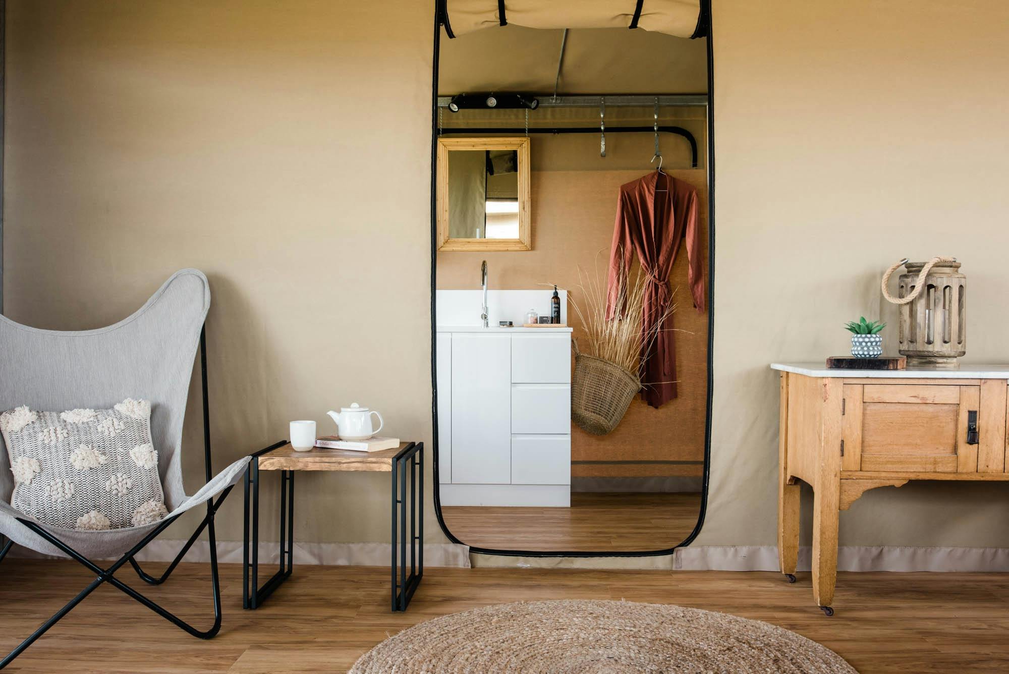 Looking through into ensuite in Gidyea tent