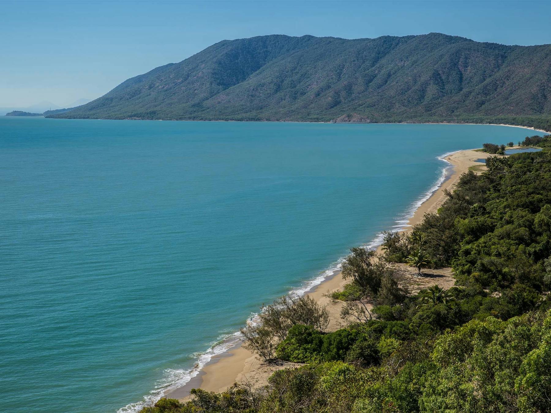 Aerial of Wangetti Beach coast