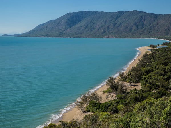 Aerial of Wangetti Beach coast