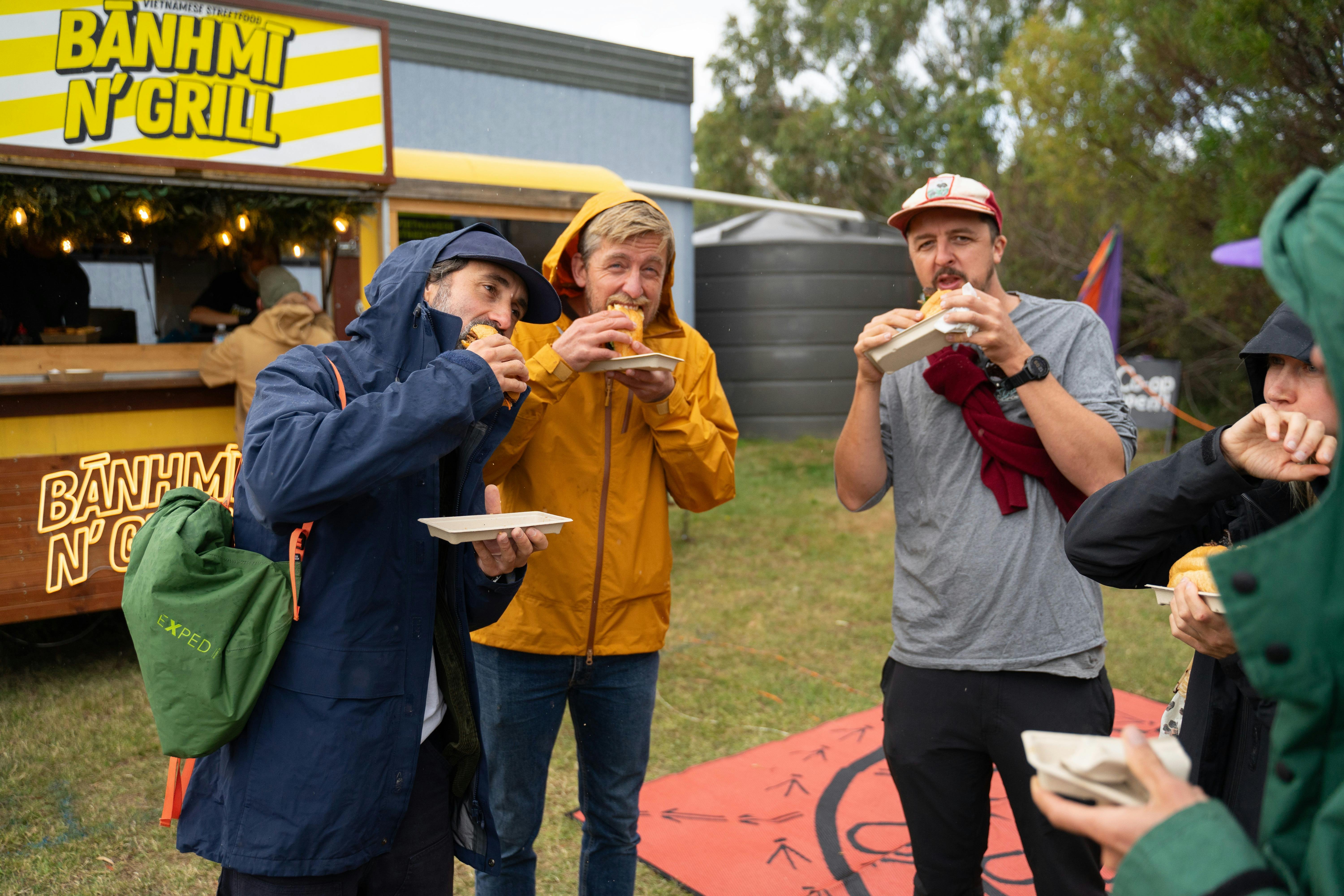 Participants at our Autumn Edition market eating some delicious food