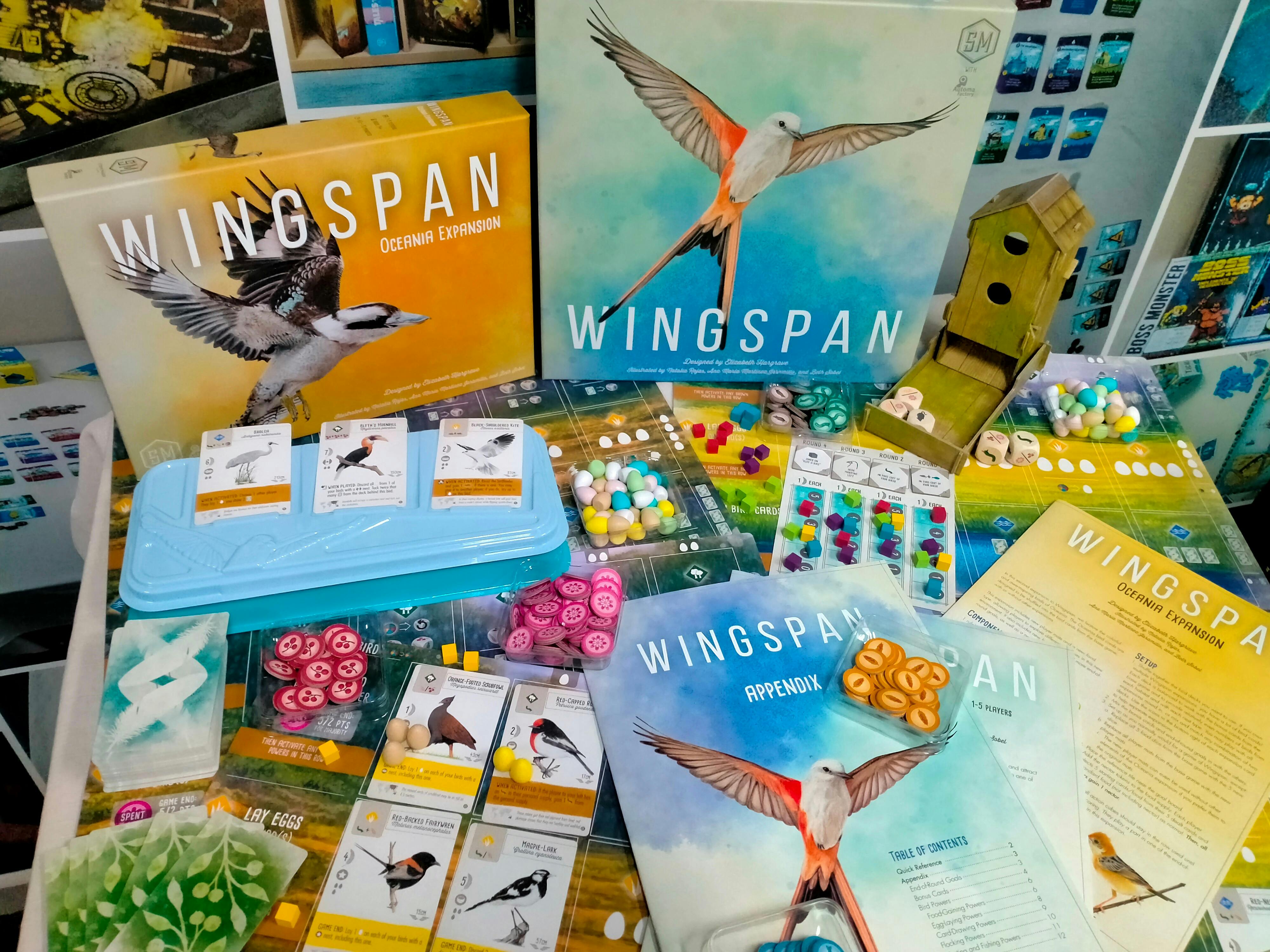 Collect food, play birds into their habitats, lay eggs and have the most points at the end