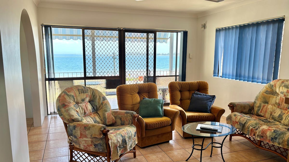 Lounge room with water views