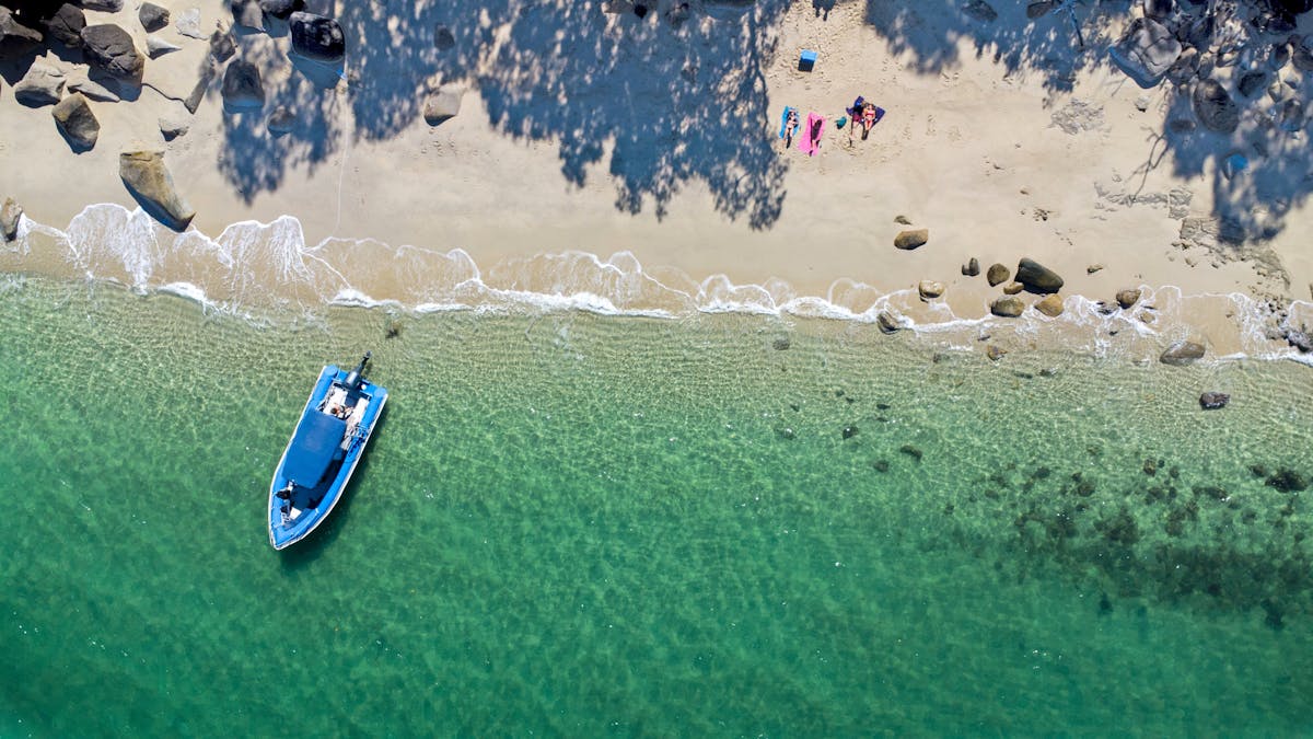 Drone shot of a beach on Dunk island