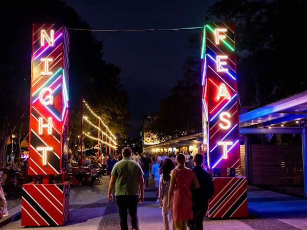 Festival Entry with Neon Lights