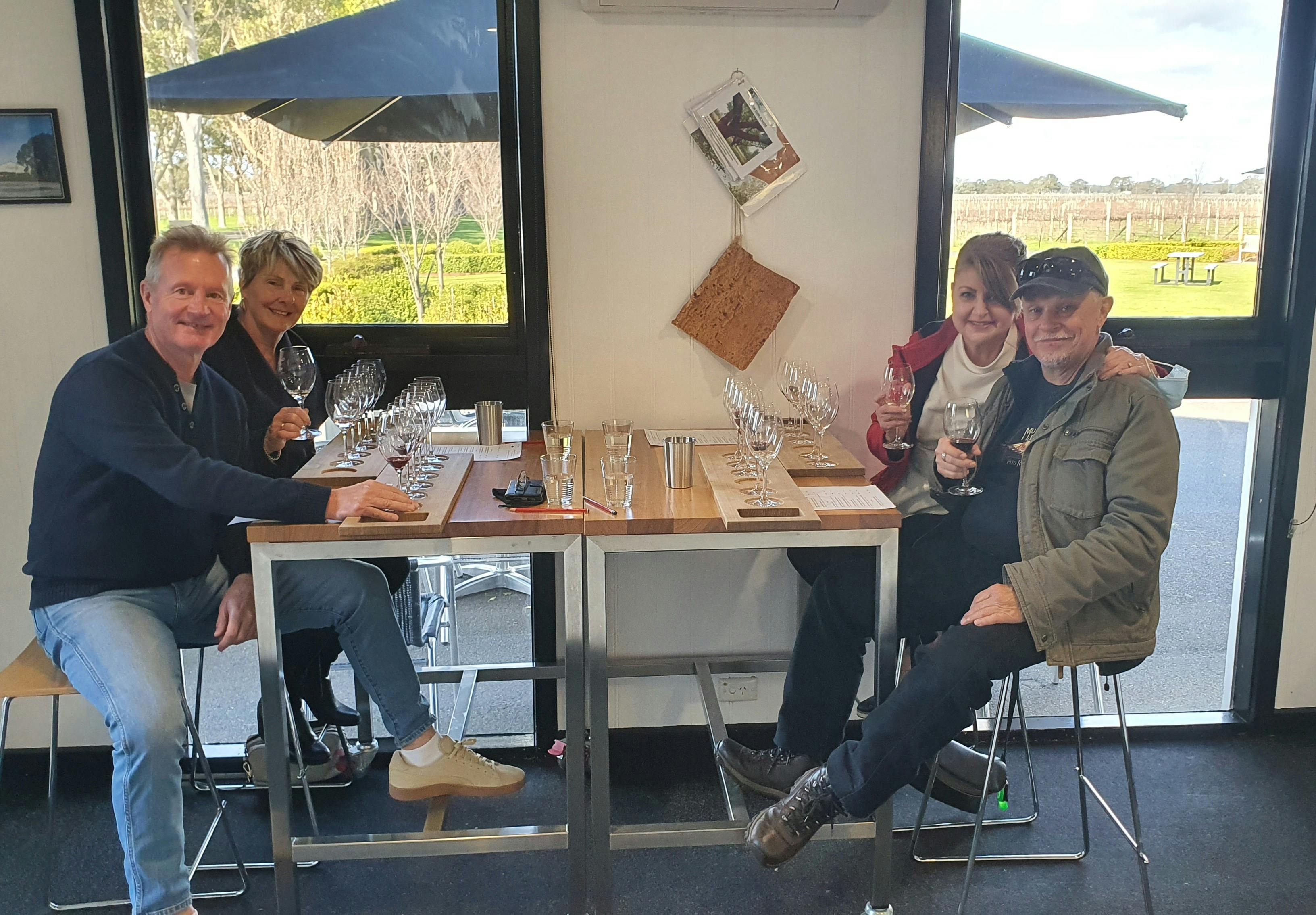 Enjoying wines at DiGiorgio Family Wines in Coonawarra