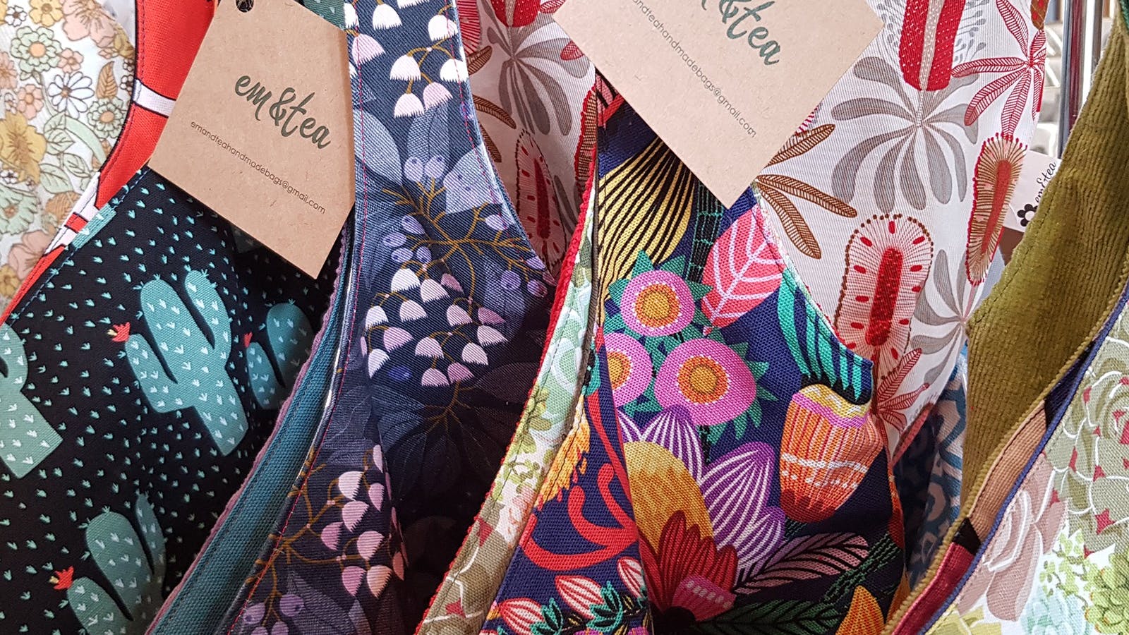 Emma McLeod's bags made with a variety of luscious fabric
