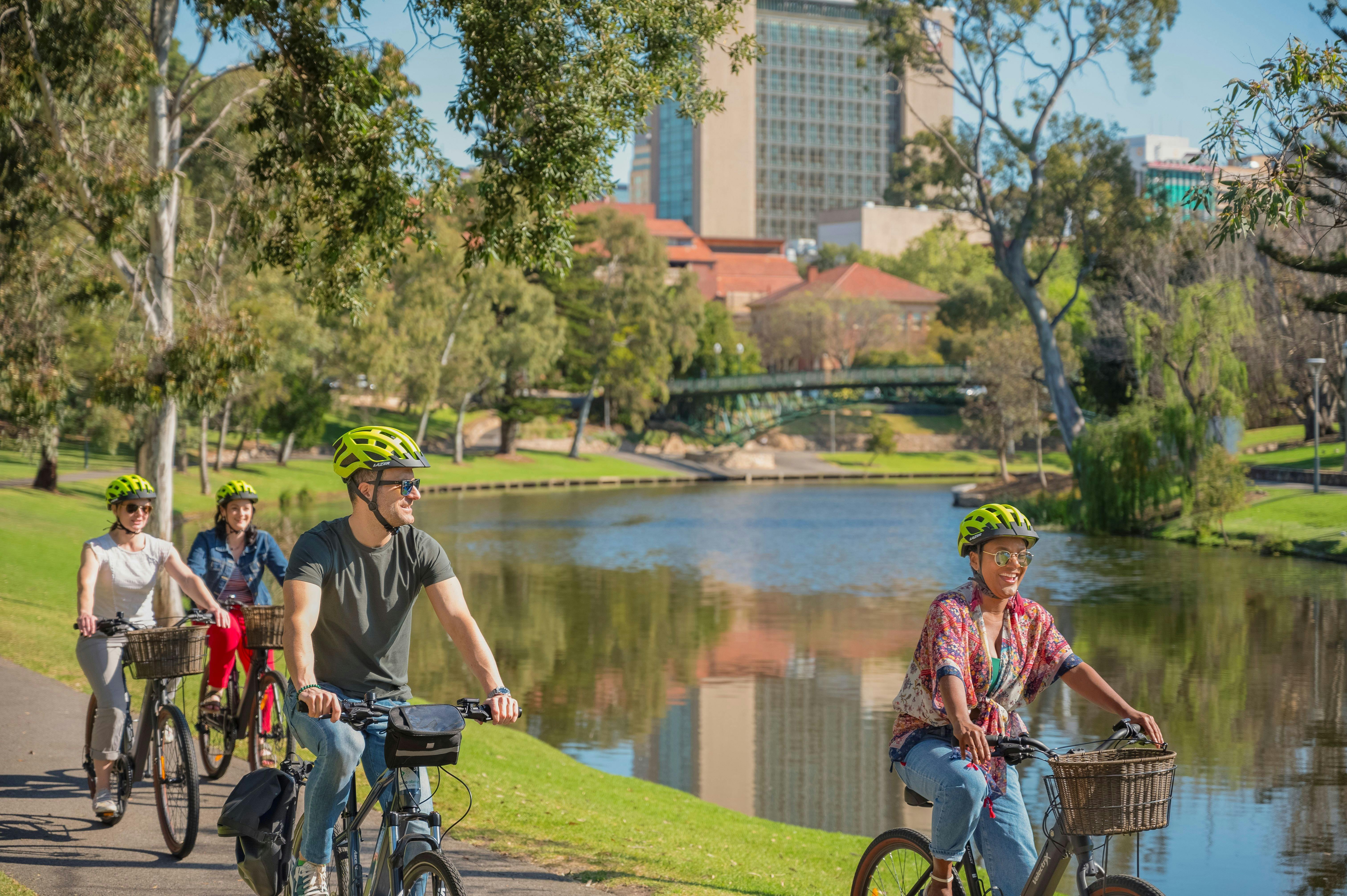 Riding along Linear Park Trail, Adelaide