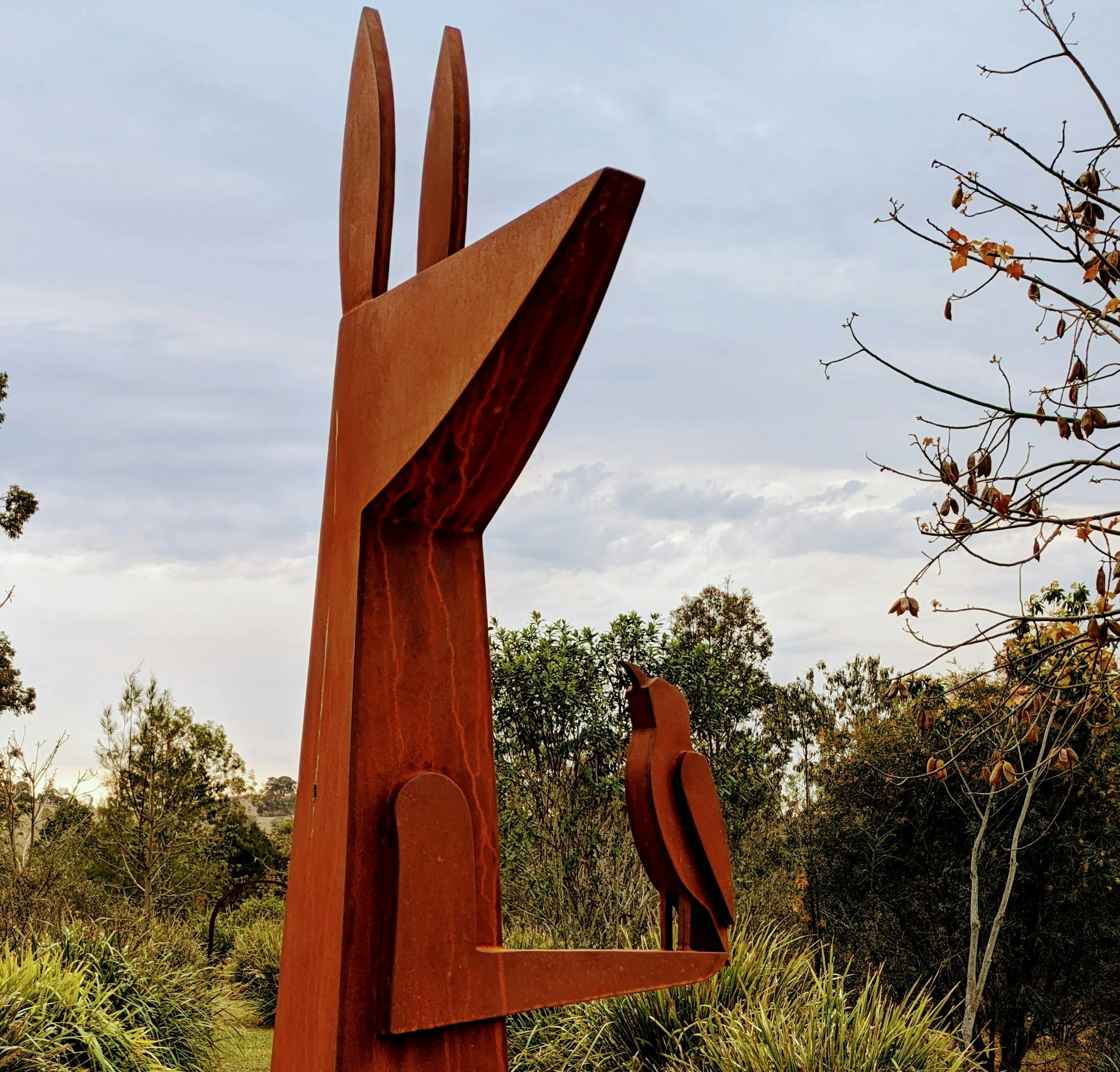 Kangaroo and Honeyeater Bronze Sculpture by Jimmy Rix