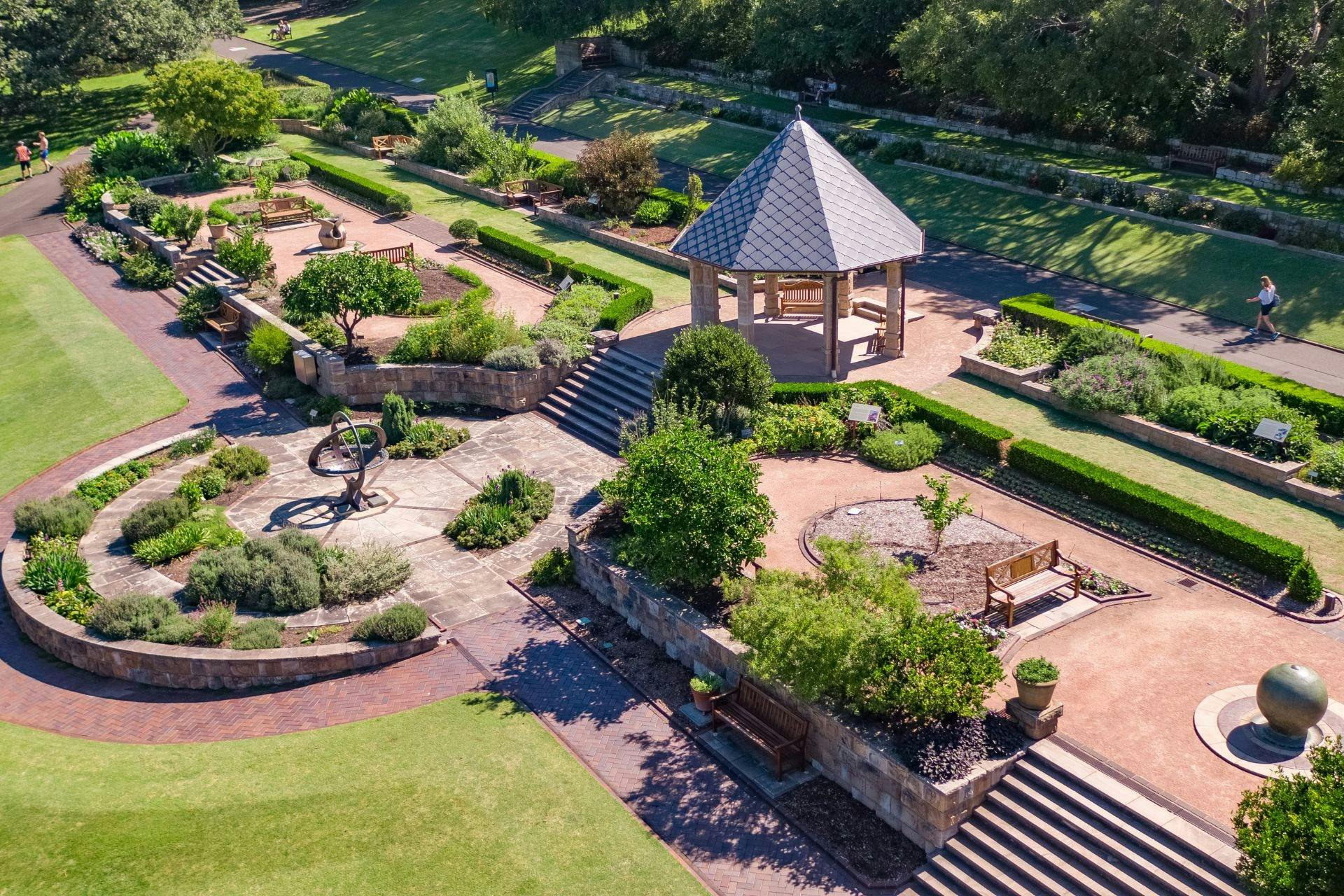 Indulge your senses with a visit to the Herb Garden and relax in its peaceful sandstone pavilion.