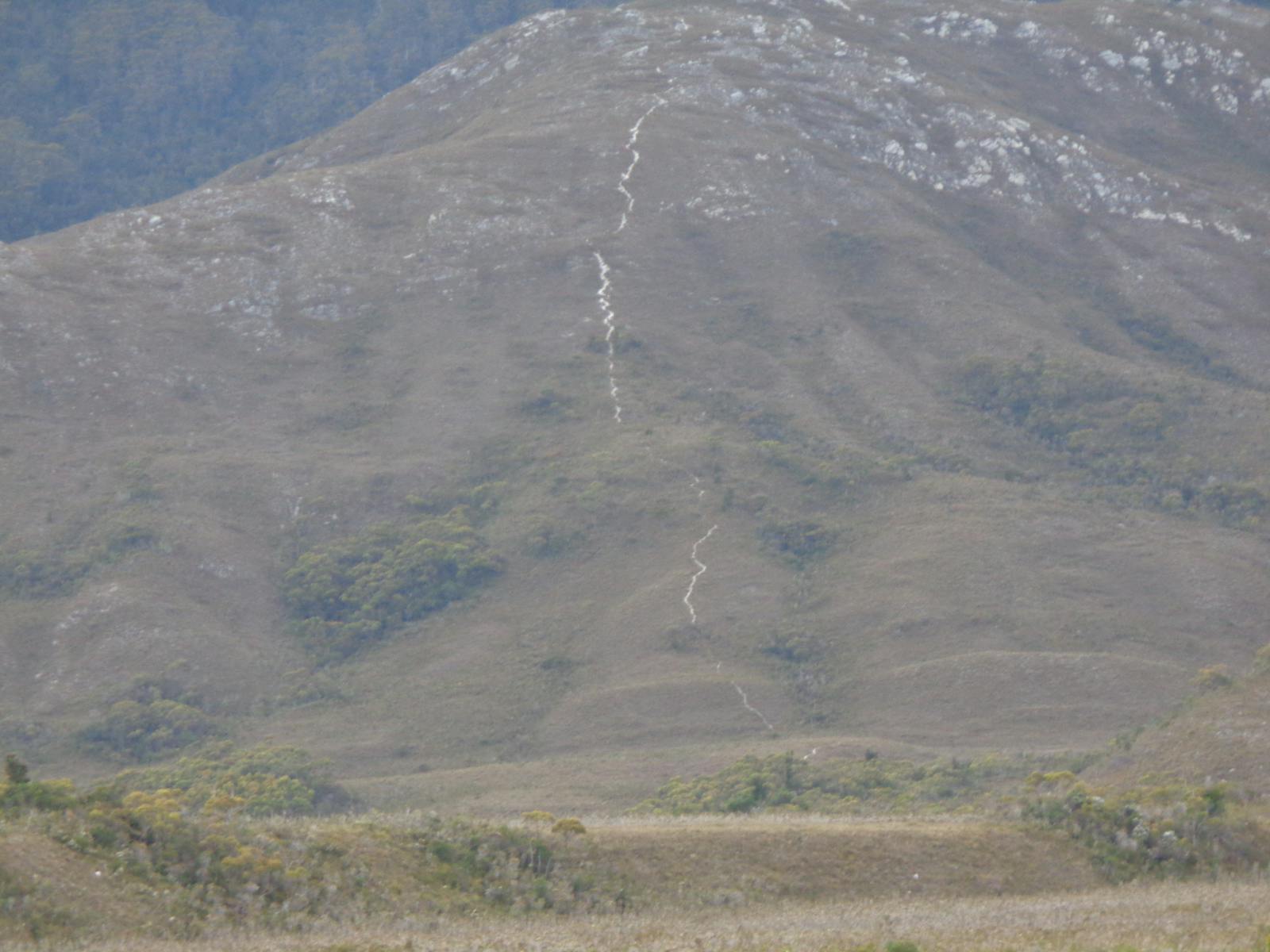 View of the climb up The Ironbound Range from The South Coast Track