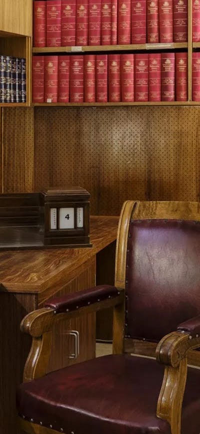 A leather armchair in a study