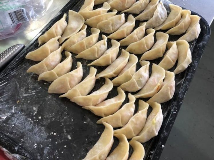 Dumplings ready to be cooked