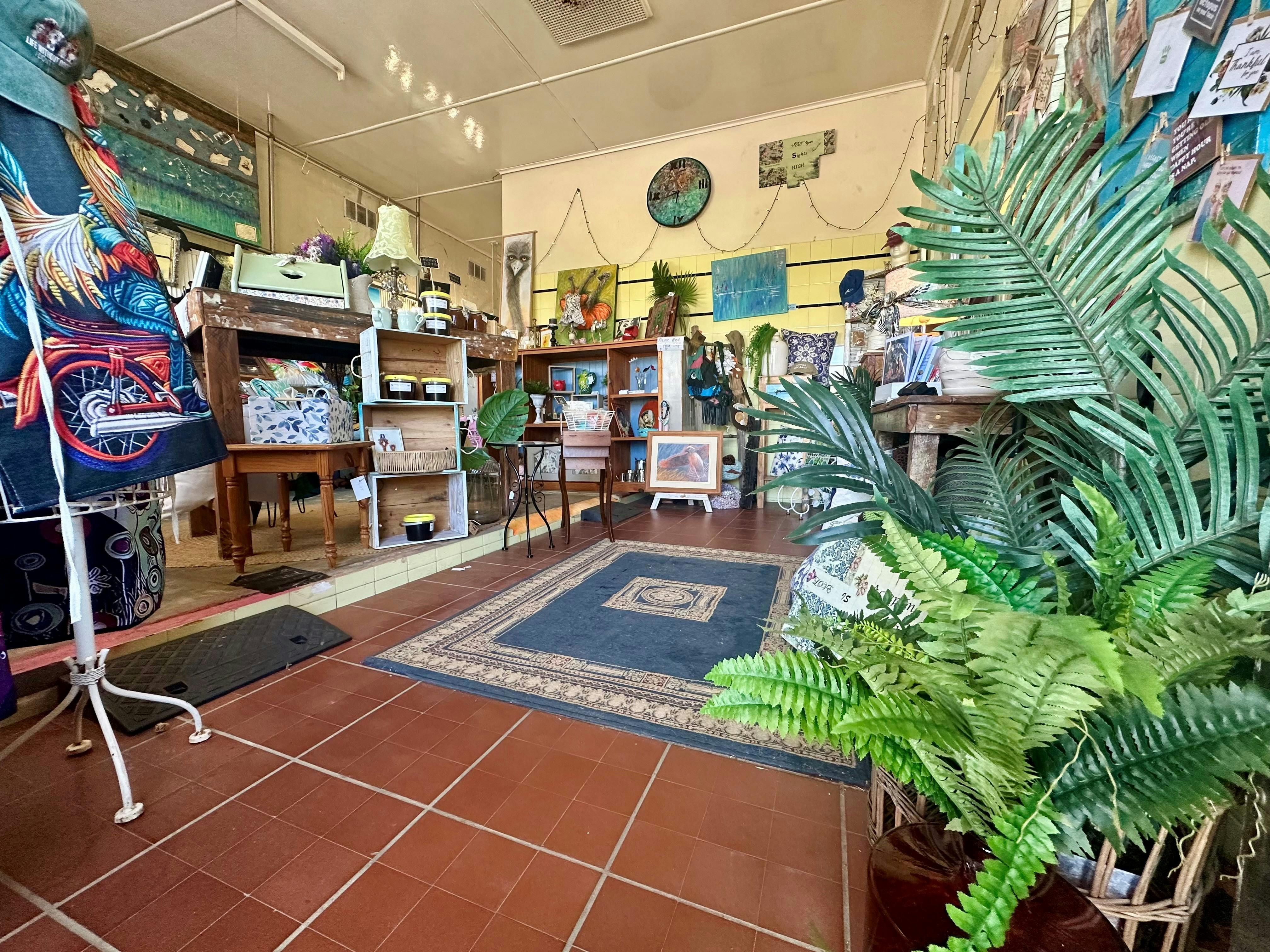 Love and the Kitchen Sink Ulmarra giftware in shop with fern