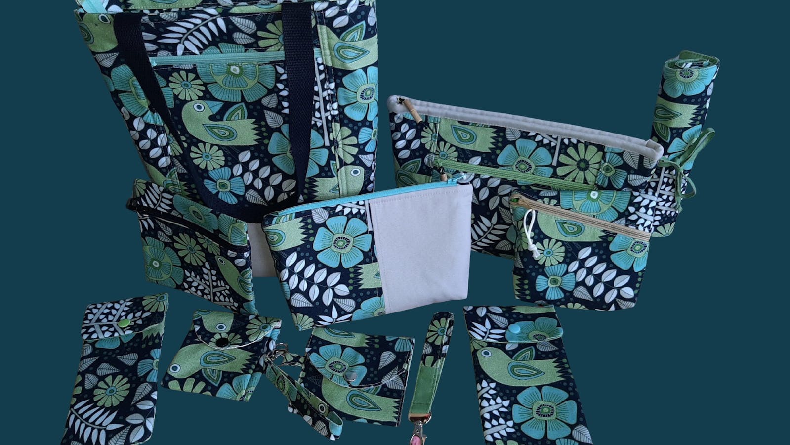 Lovely modern floral hand sewn bags and pouches