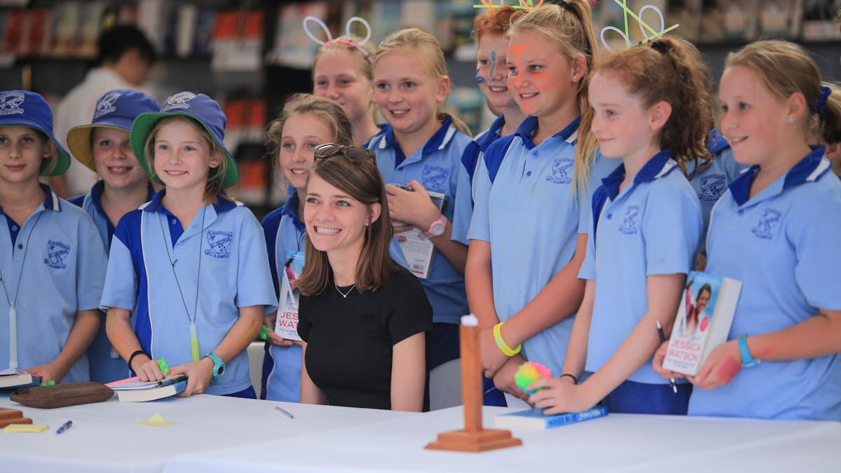 Author with sponsored school