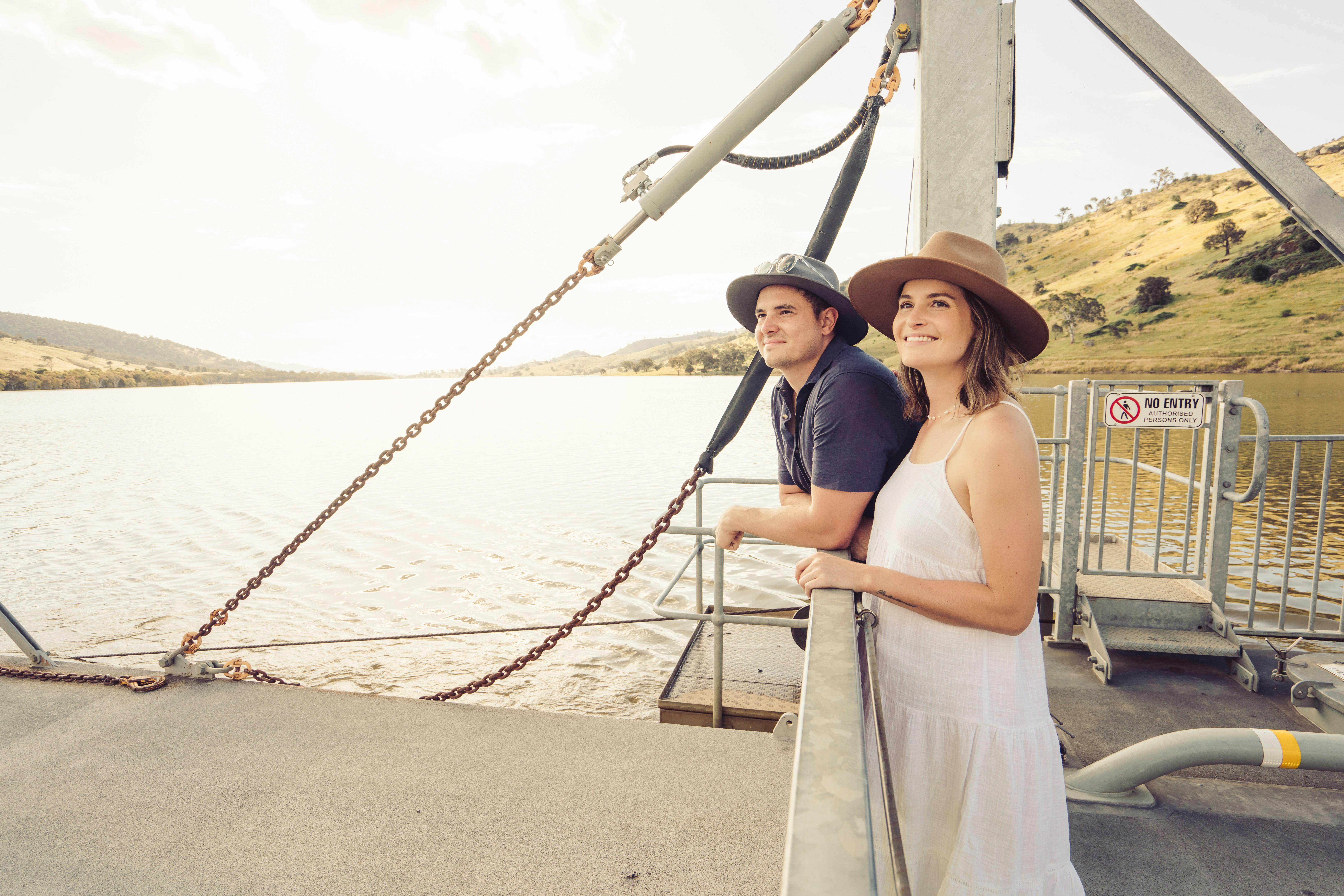A couple looking out of the wymah ferry