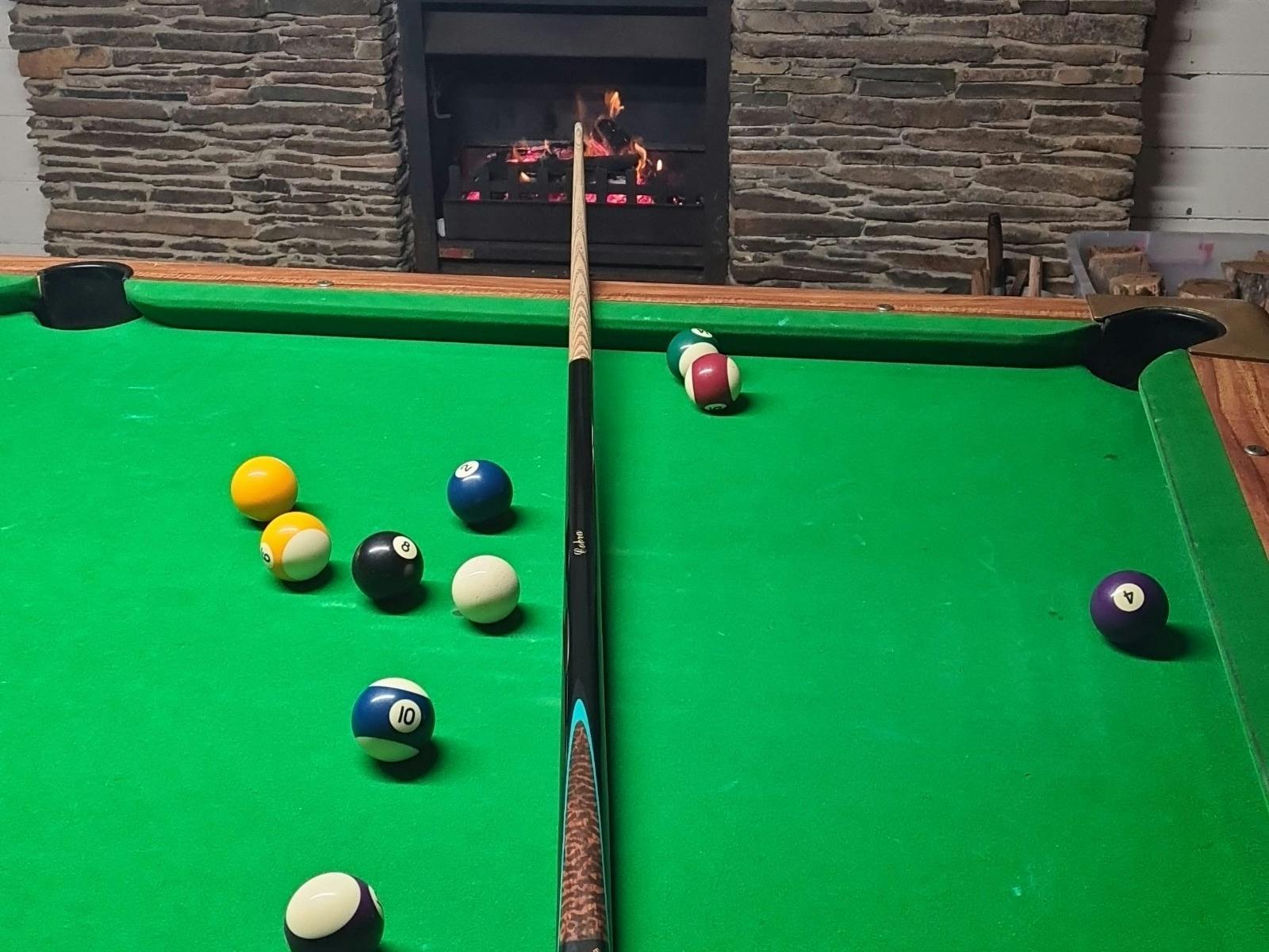 Pool room with fire place