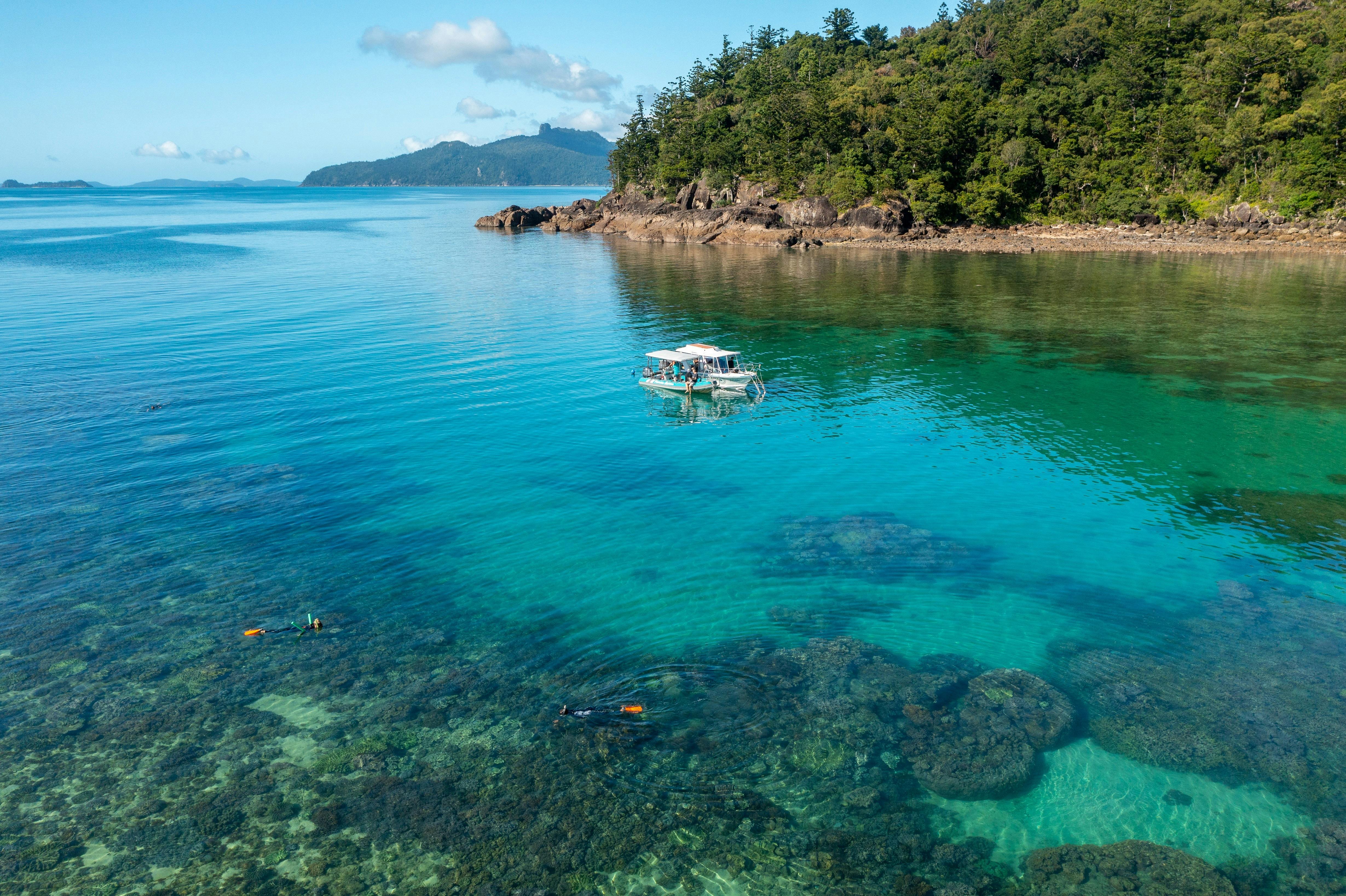 Our two vessels stopped at a beautiful bay for snorkelling