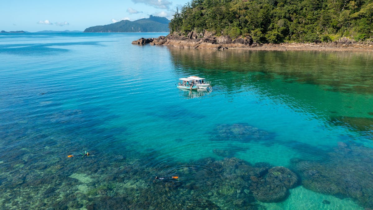 Our two vessels stopped at a beautiful bay for snorkelling