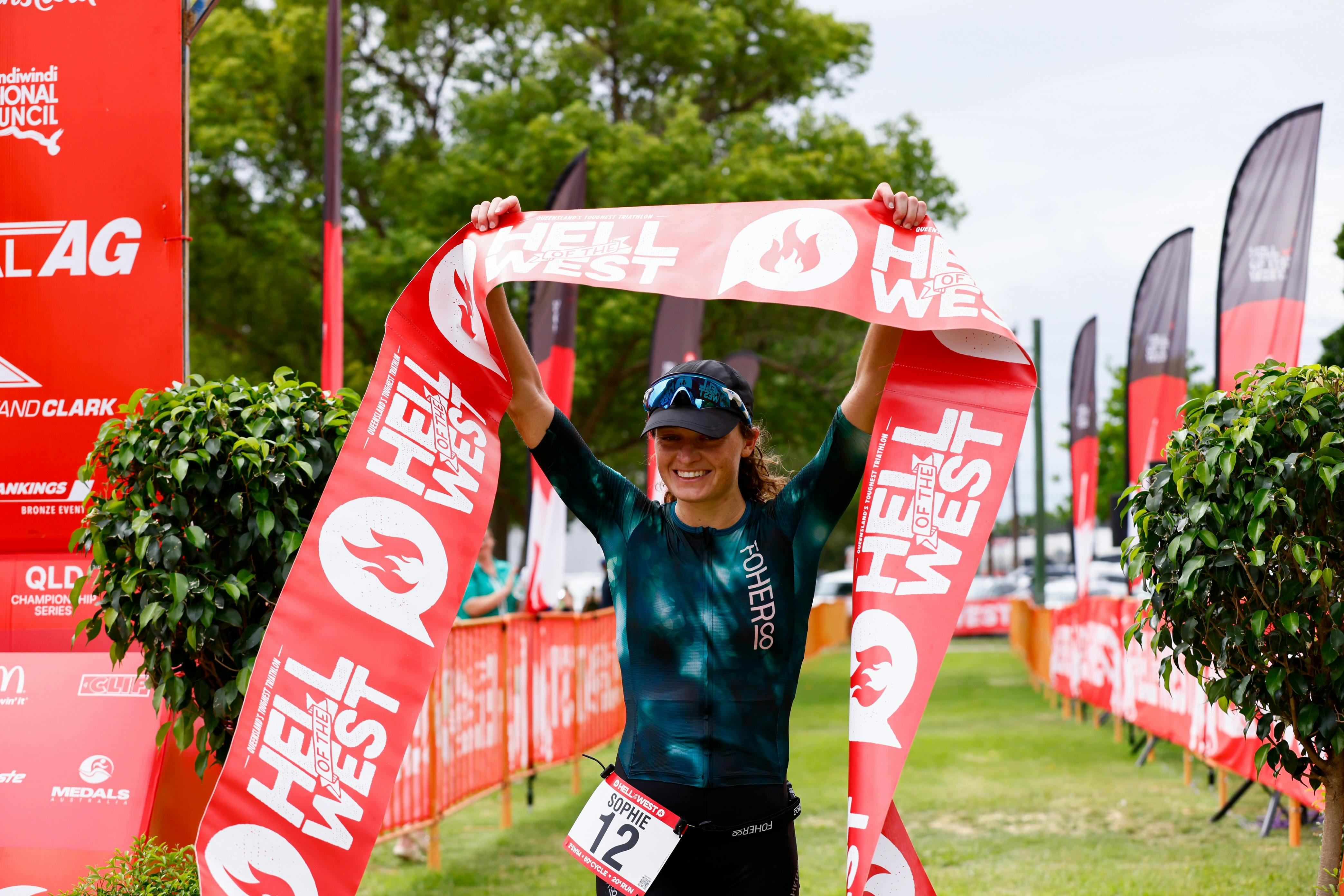 Sophie Maloweiki crossing the finish line