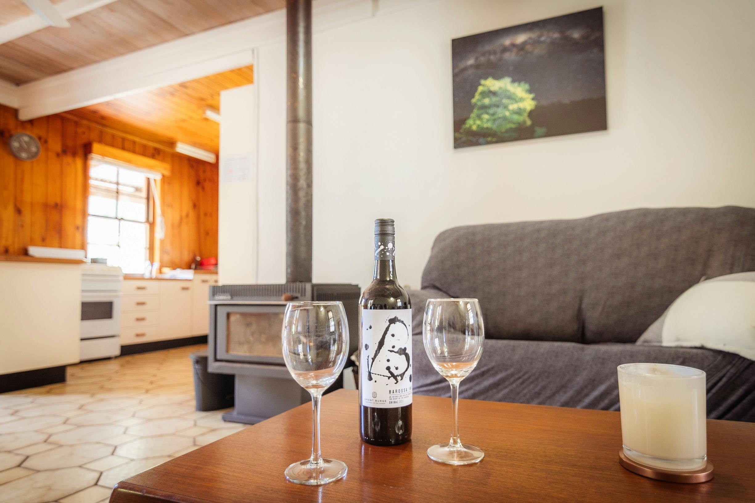 Spacious living and dining area, with log fire and full kitchen. The perfect country retreat