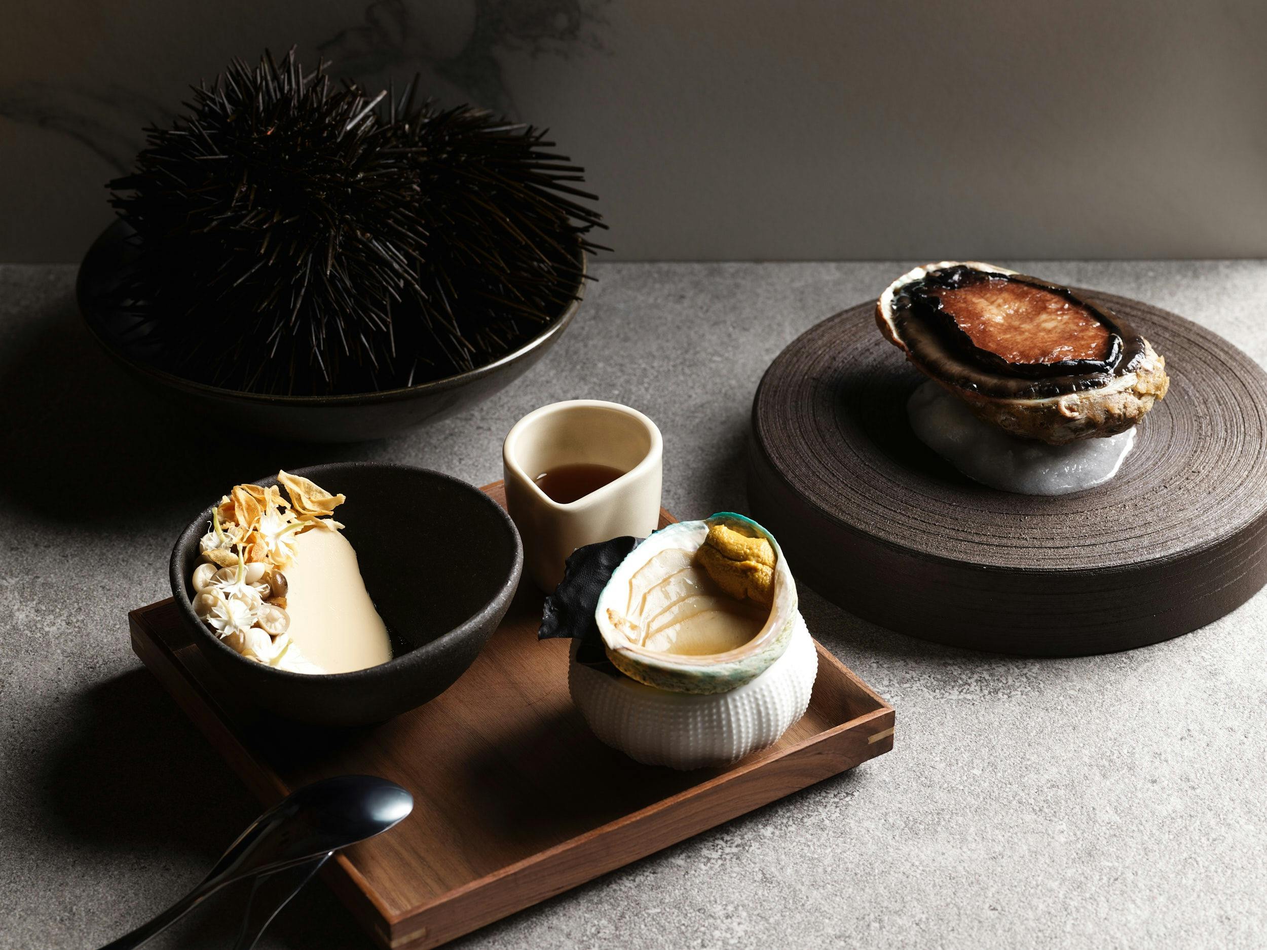 Chawanmushi Abalone, sea urchin, confit salsify