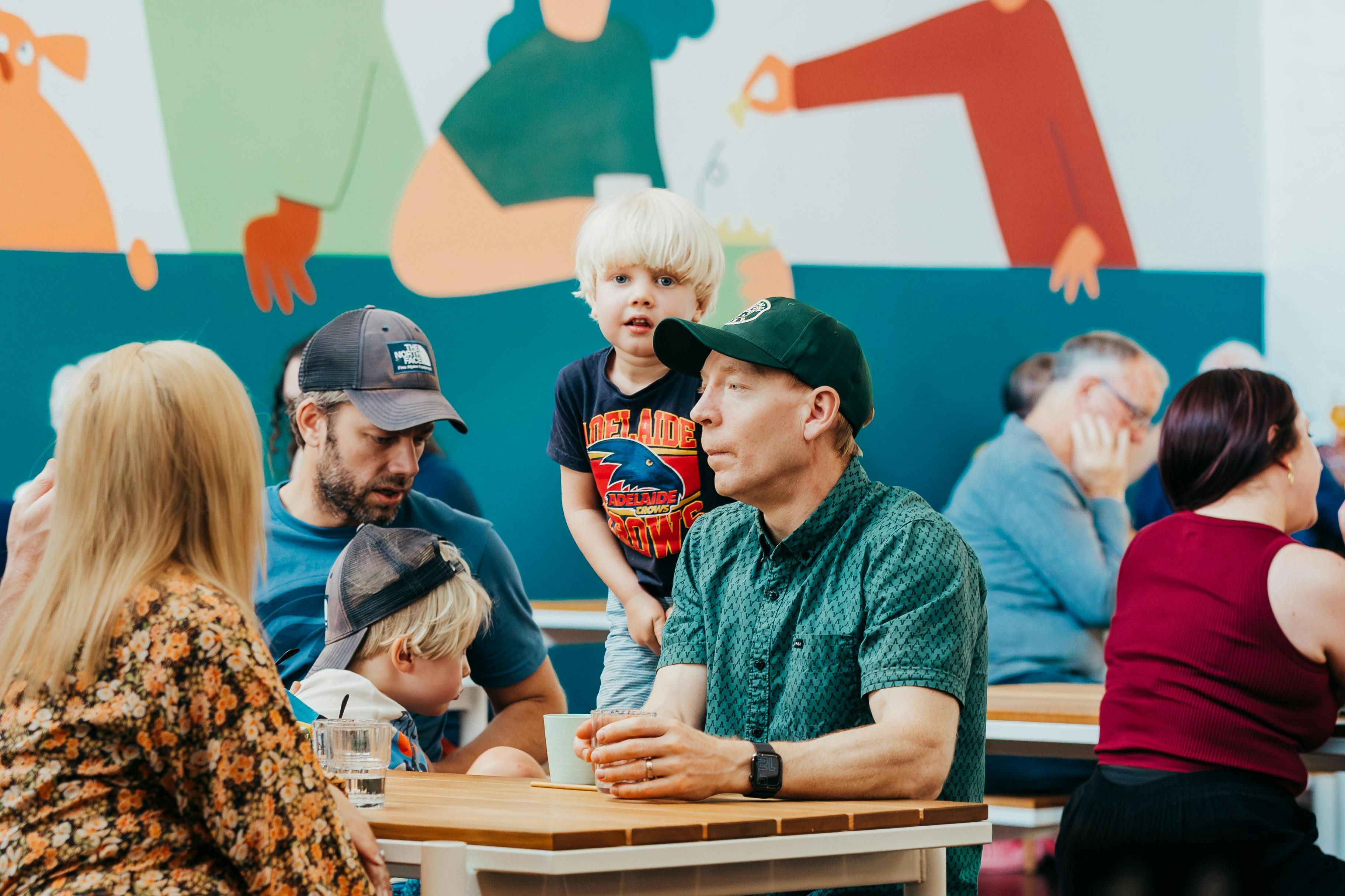 Dads and kids enjoying themselve