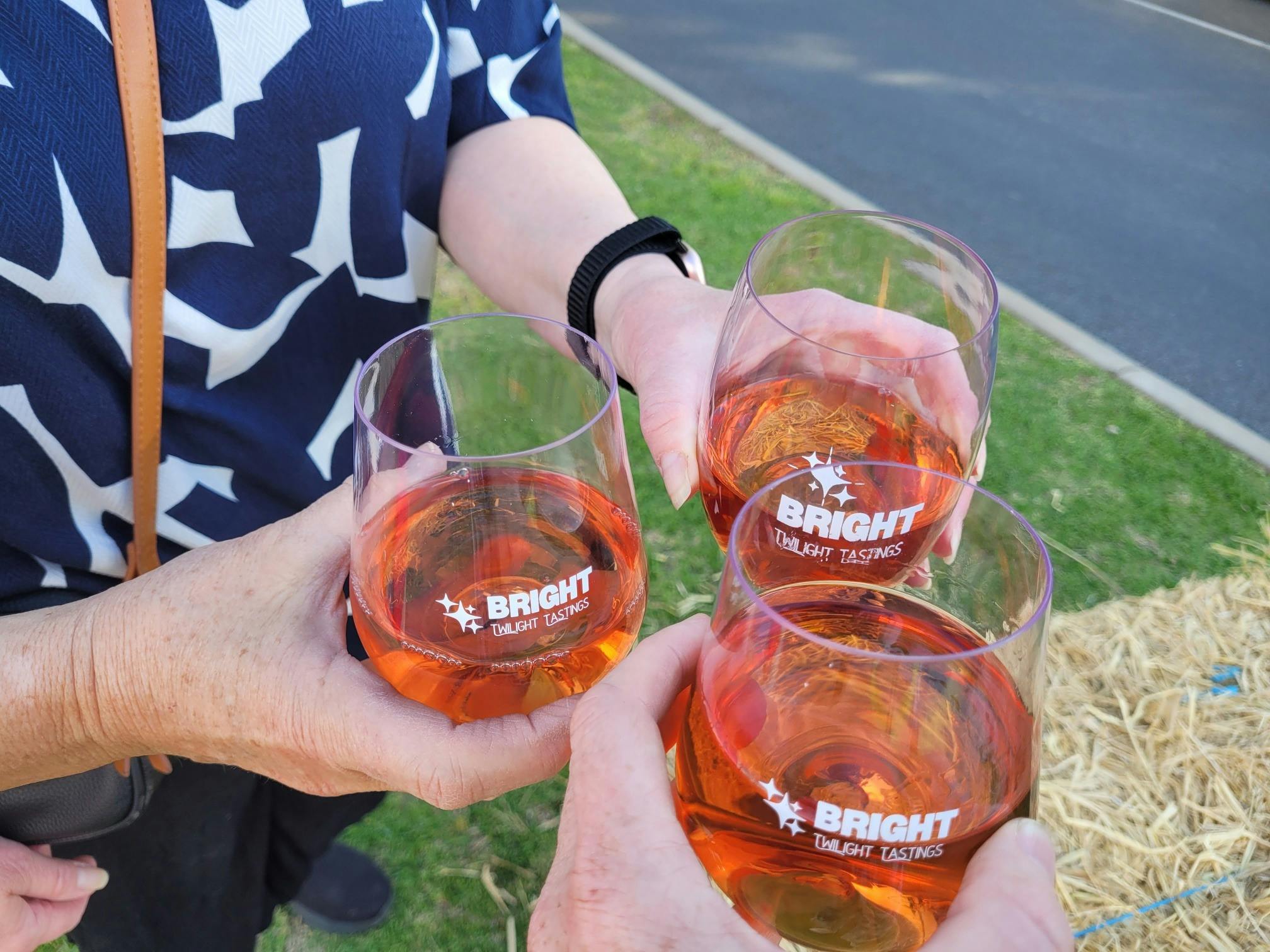 3 glasses of rose with brand logos