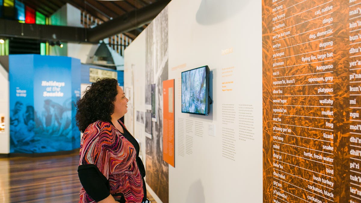 Woman viewing  exhibition display