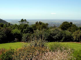 gardens and coastal panorama from terrace of main house