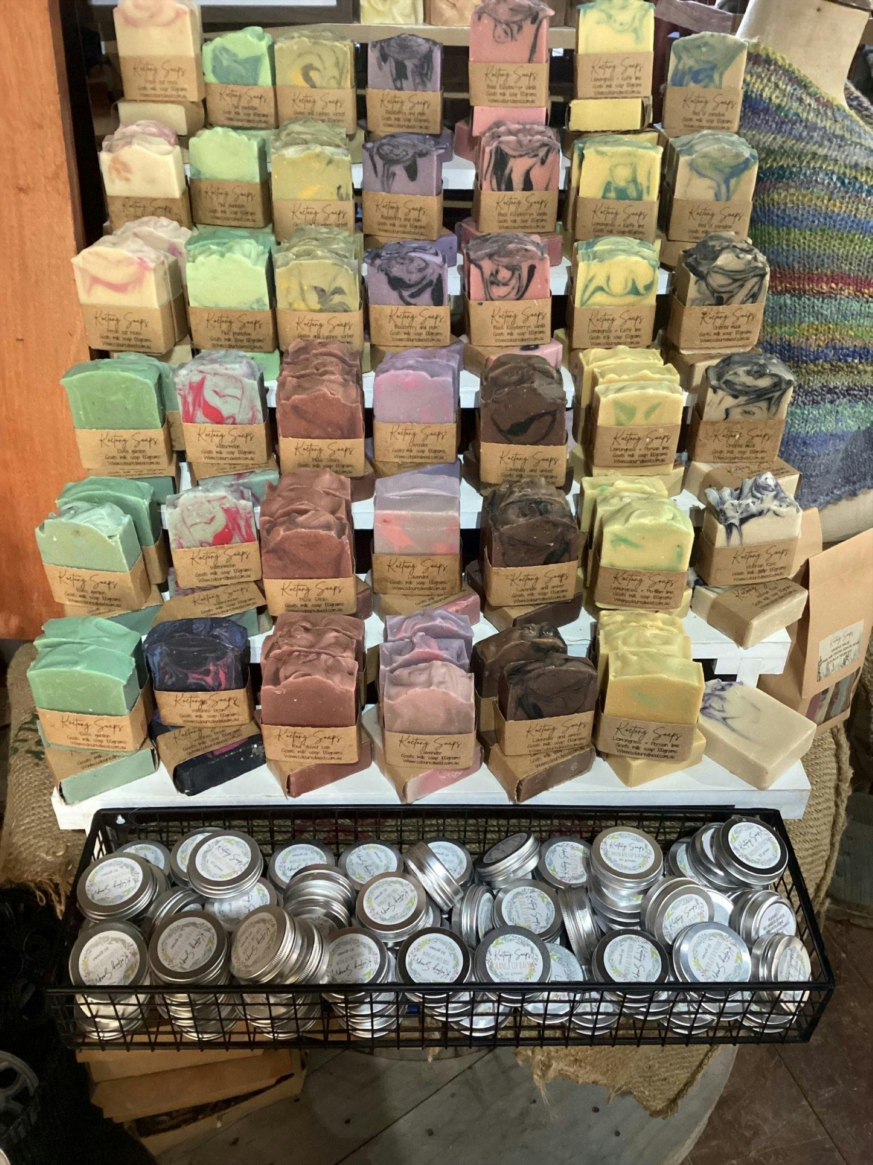 Colourful bars of soap on display