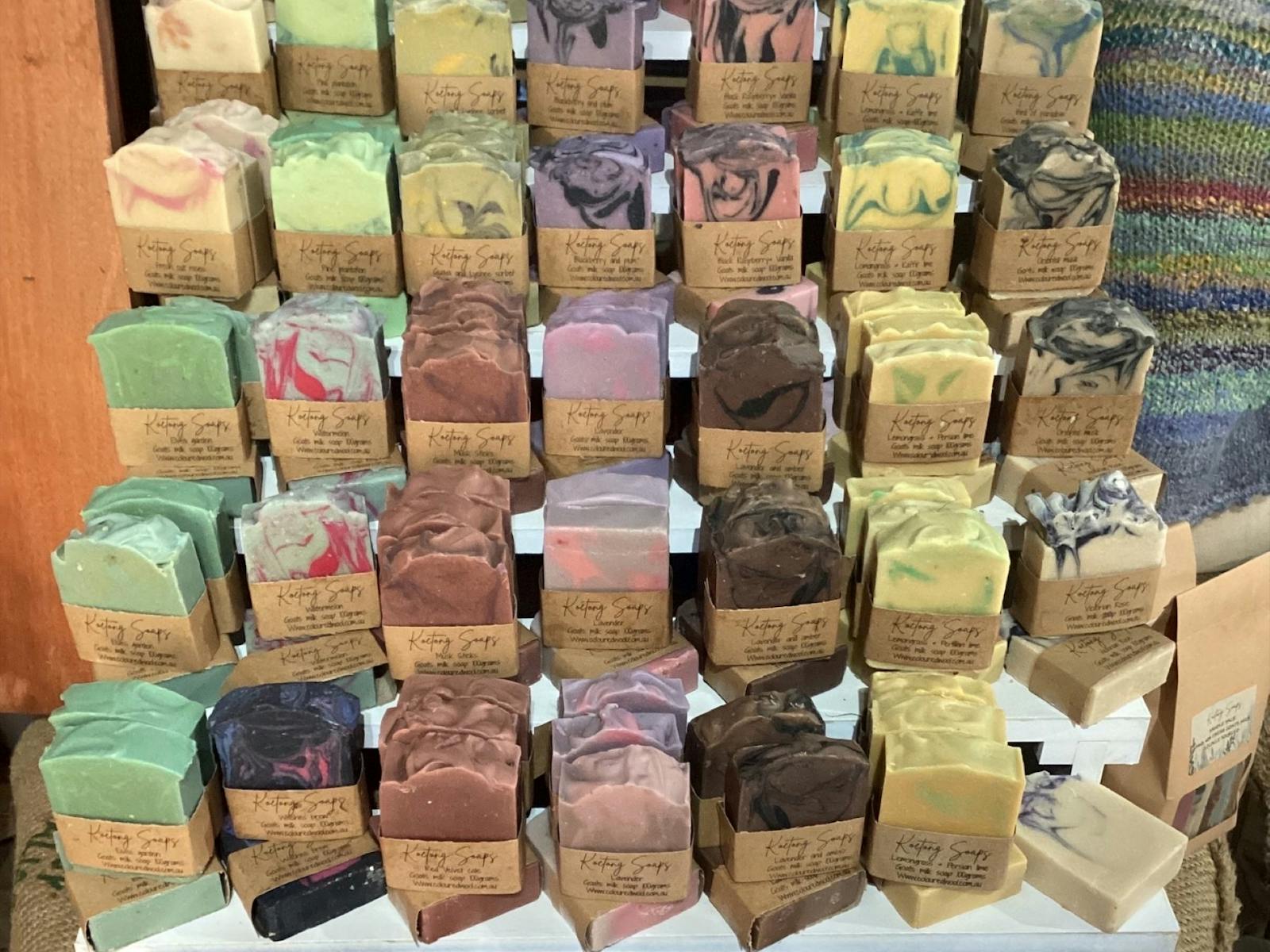 Colourful bars of soap on display
